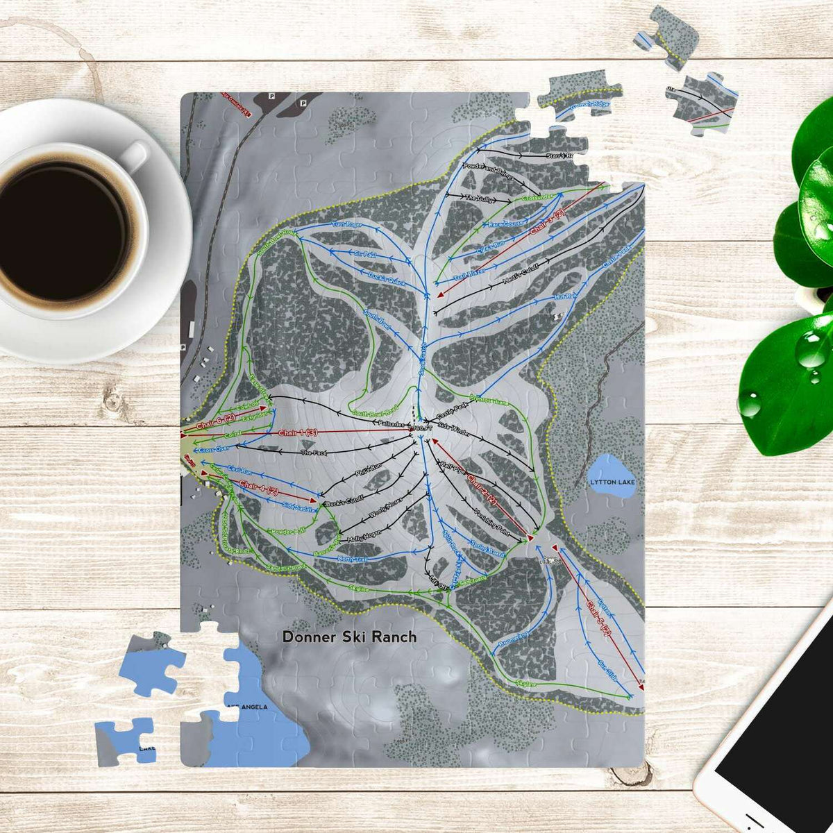 Donner Ski Ranch, California Ski Trail Map Puzzle - Powderaddicts