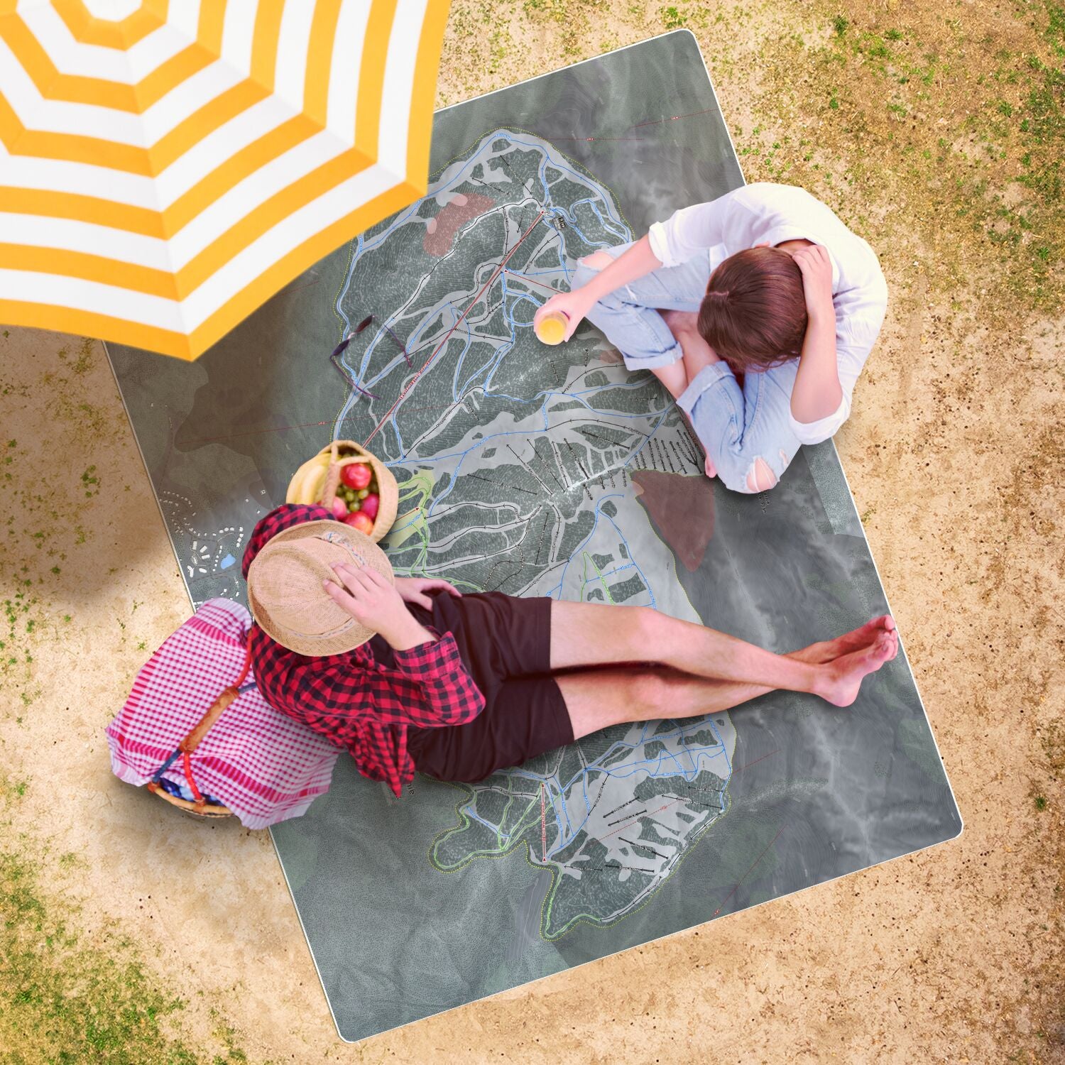 Fernie, British Columbia Ski Resort Map Printed Beach Towel - Powderaddicts