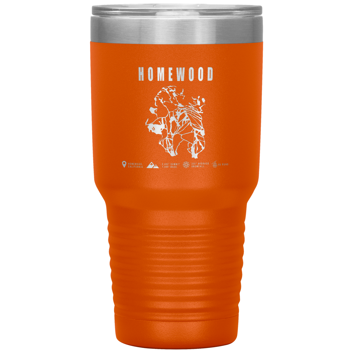 Homewood, California Ski Trail Map 30oz Tumbler - Powderaddicts