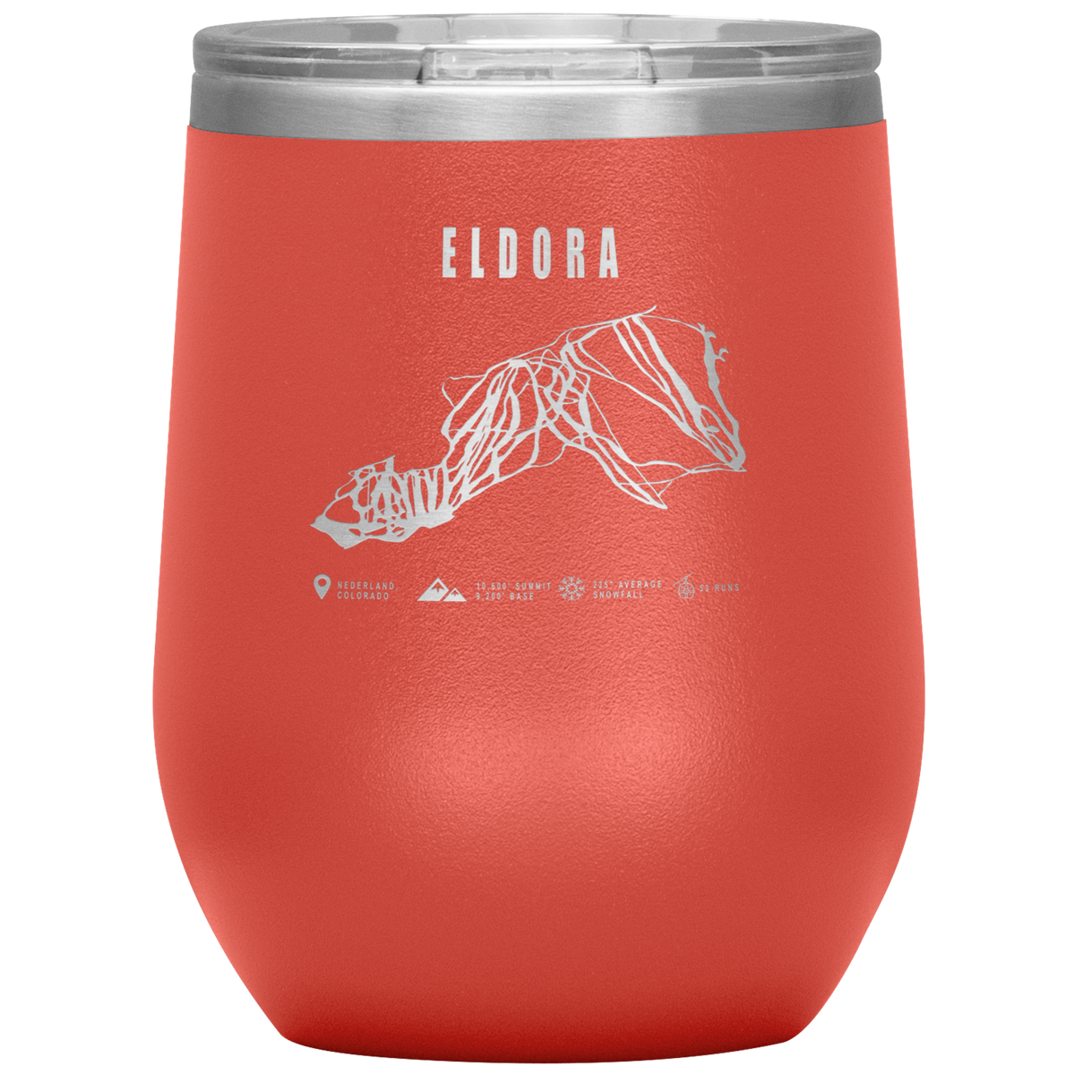 Eldora Colorado Ski Trail Map Wine 12oz Tumbler - Powderaddicts