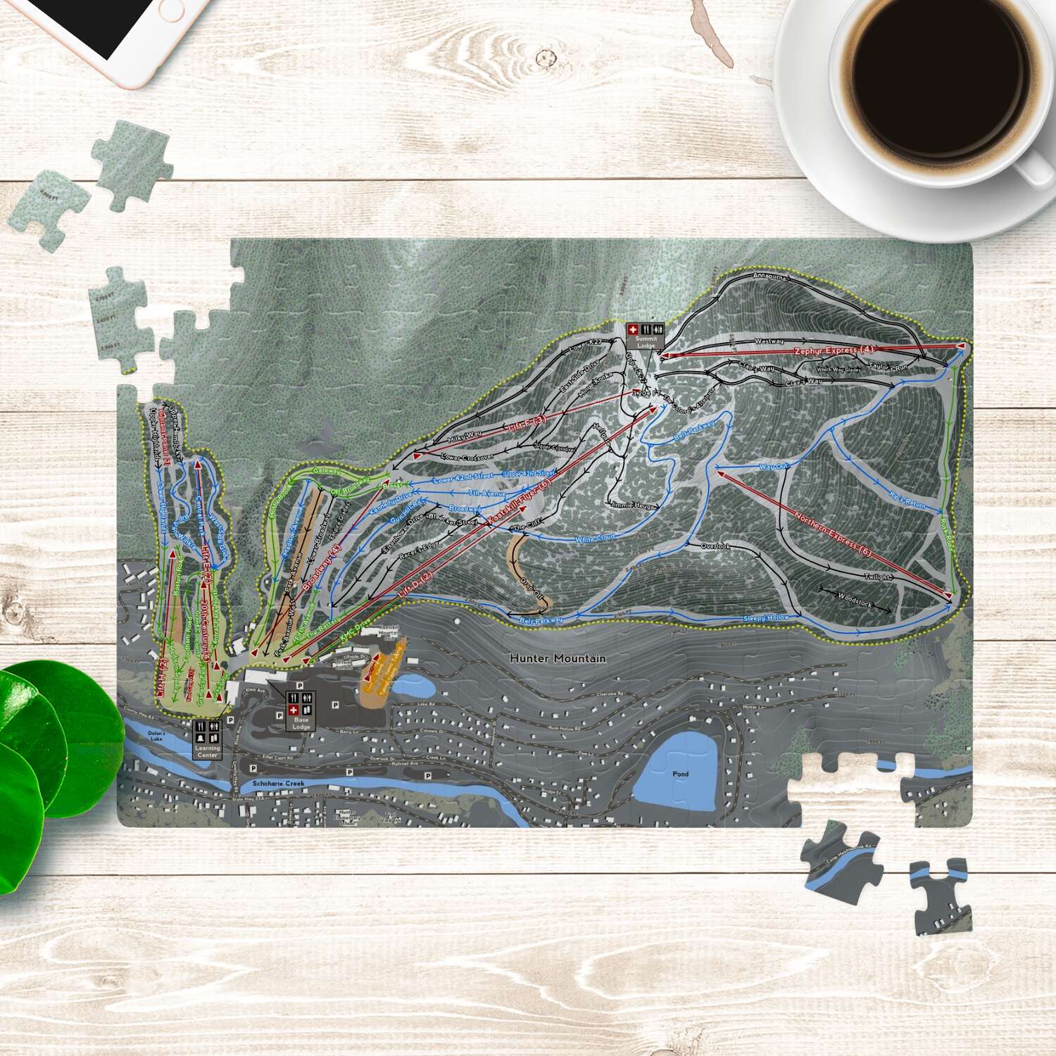 Hunter Mountain New York Ski Trail Map Puzzles - Powderaddicts