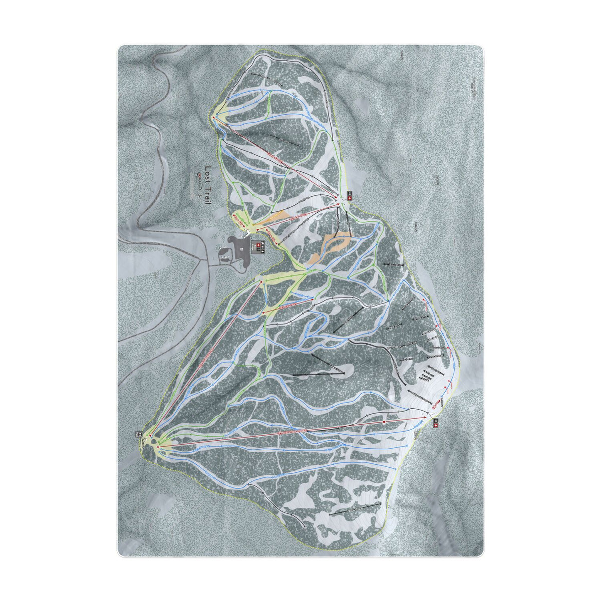 Lost Trail, Montana Ski Resort Map Printed Beach Towel