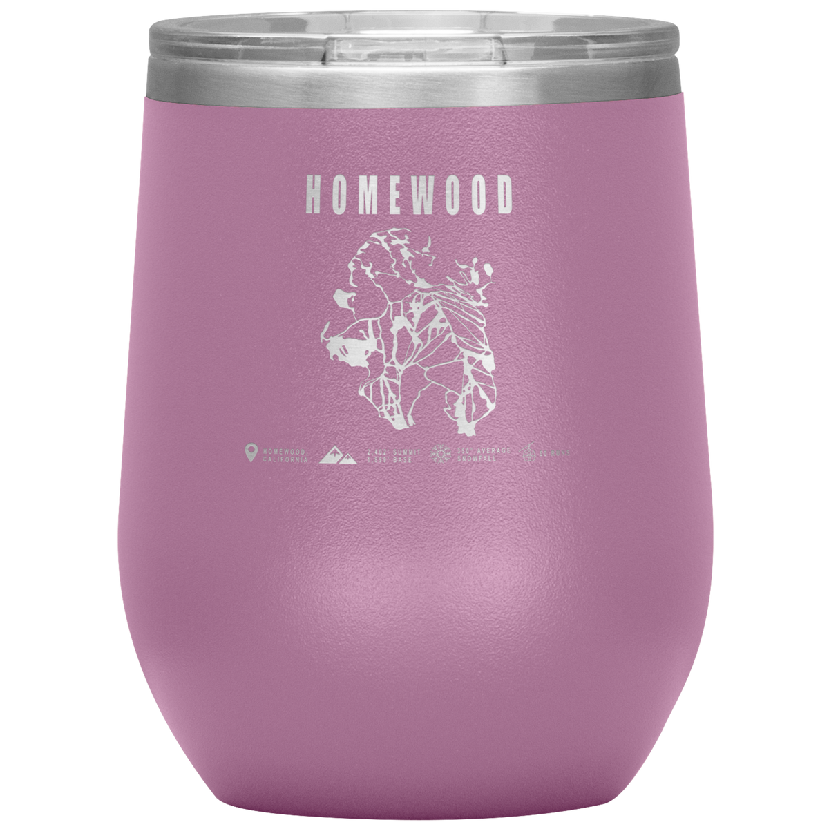 Homewood, California Ski Trail Map Wine 12oz Tumbler - Powderaddicts