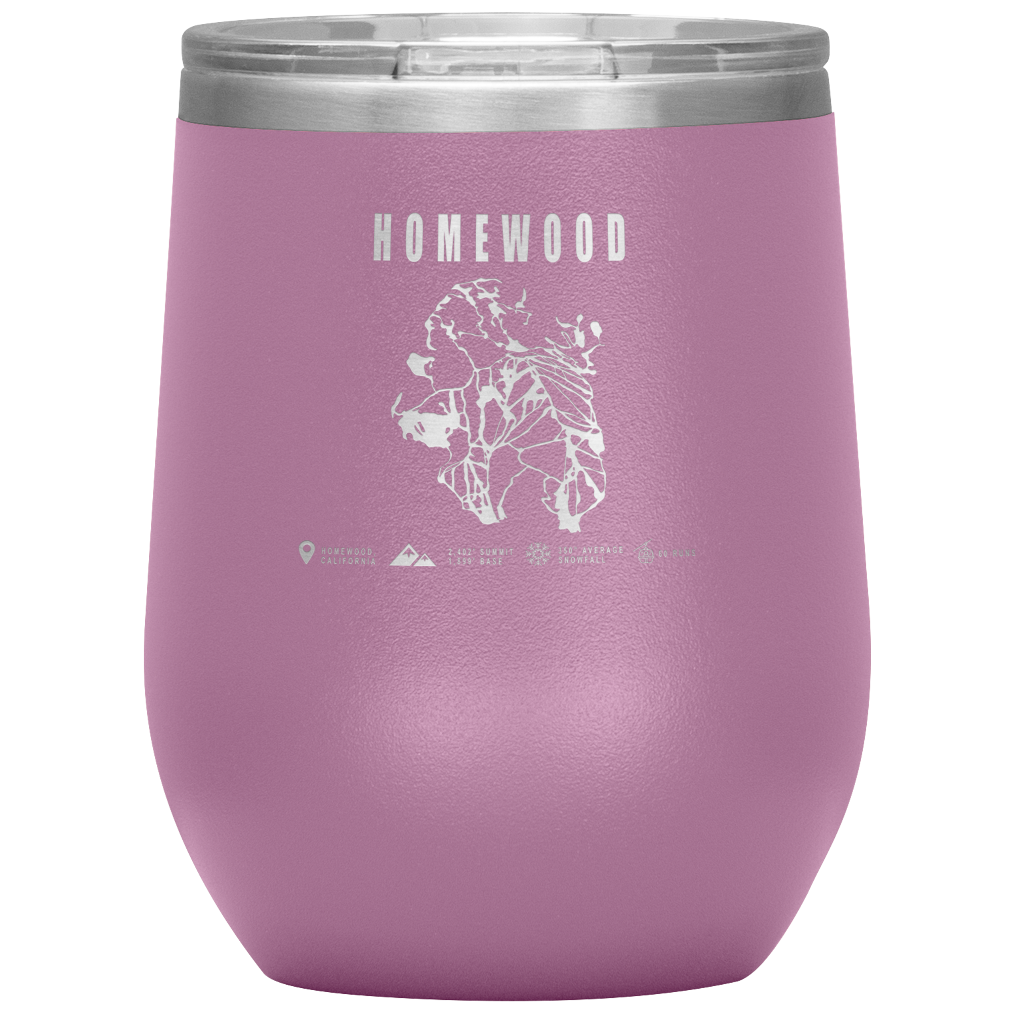 Homewood, California Ski Trail Map Wine 12oz Tumbler - Powderaddicts