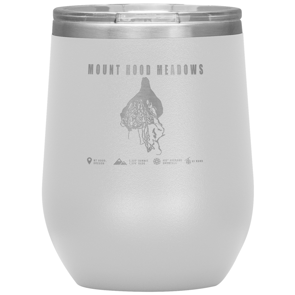 Mount Hood Meadows, Oregon Ski Trail Map Wine 12oz Tumbler - Powderaddicts