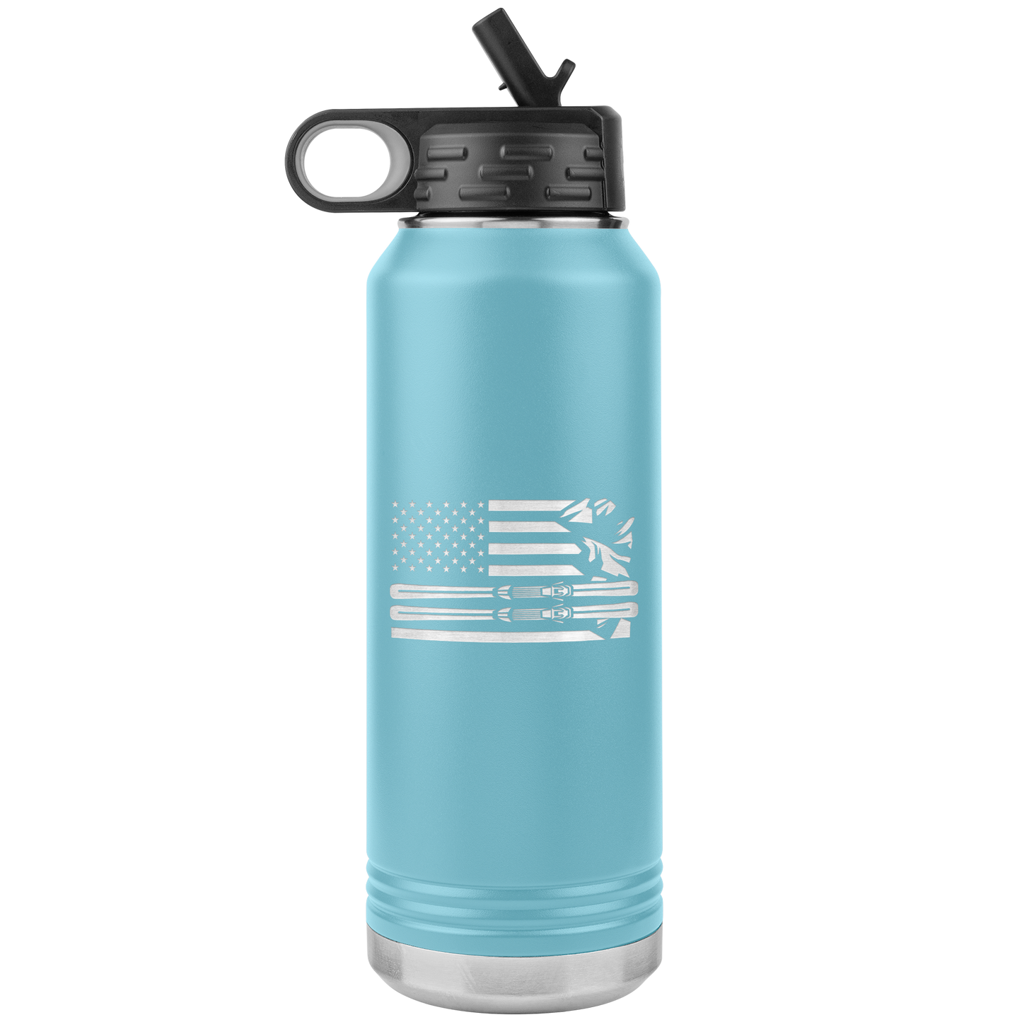 USA Ski Flag 32oz Water Bottle Tumbler - Powderaddicts