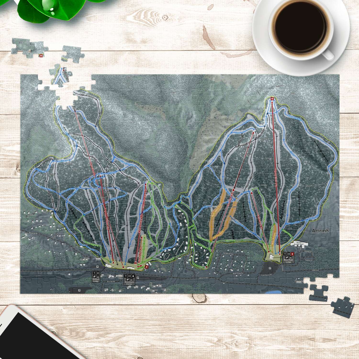 Attitash Mountain New Hampshire Ski Trail Map Puzzles - Powderaddicts