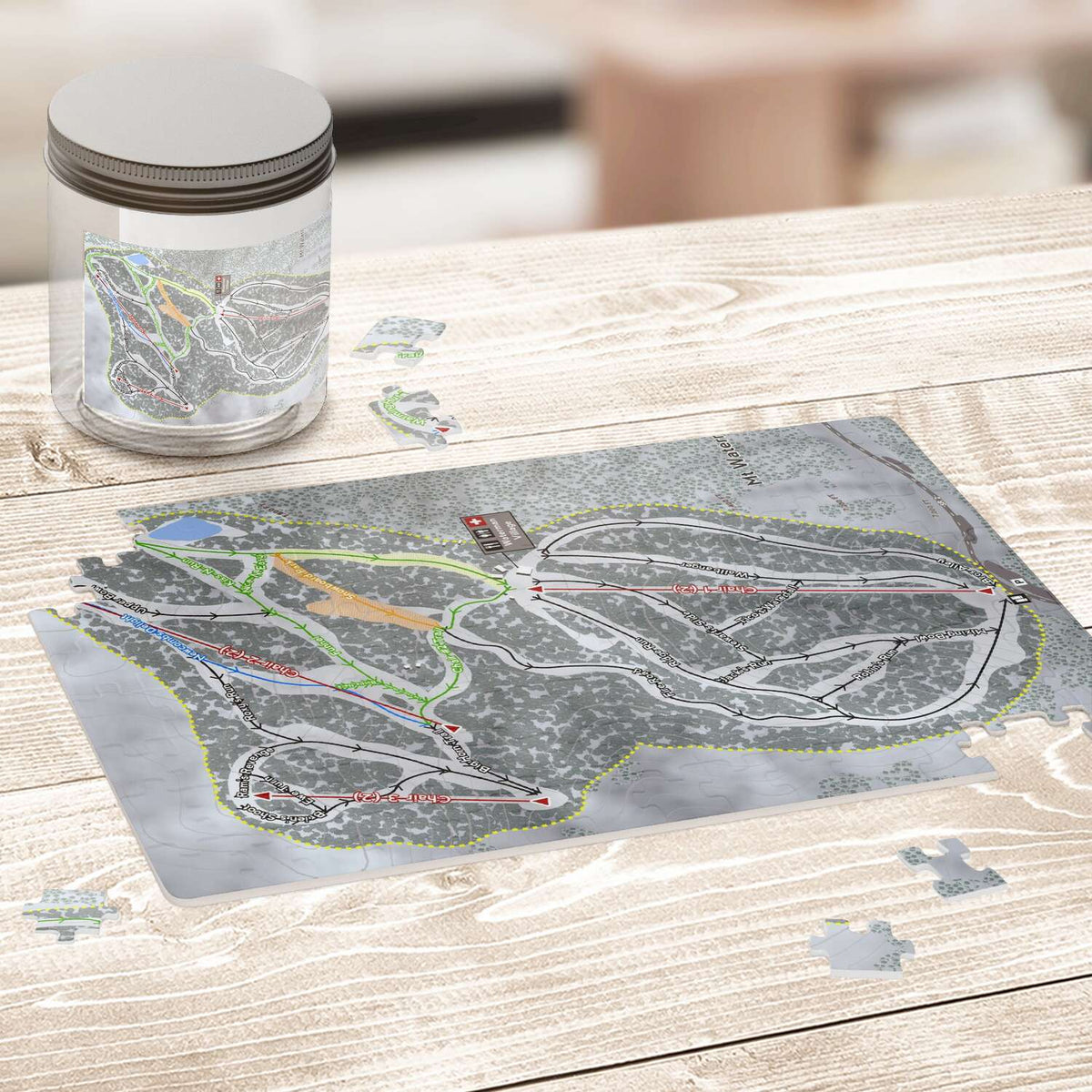 Mt. Waterman, California Ski Trail Map Puzzle - Powderaddicts