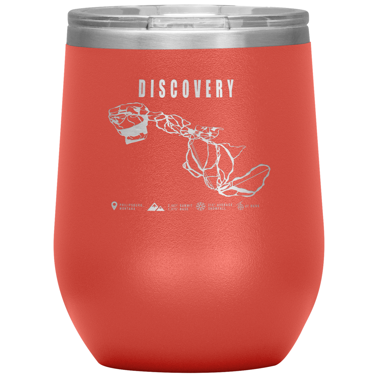 Discovery Montana Ski Trail Map Wine 12oz Tumbler - Powderaddicts
