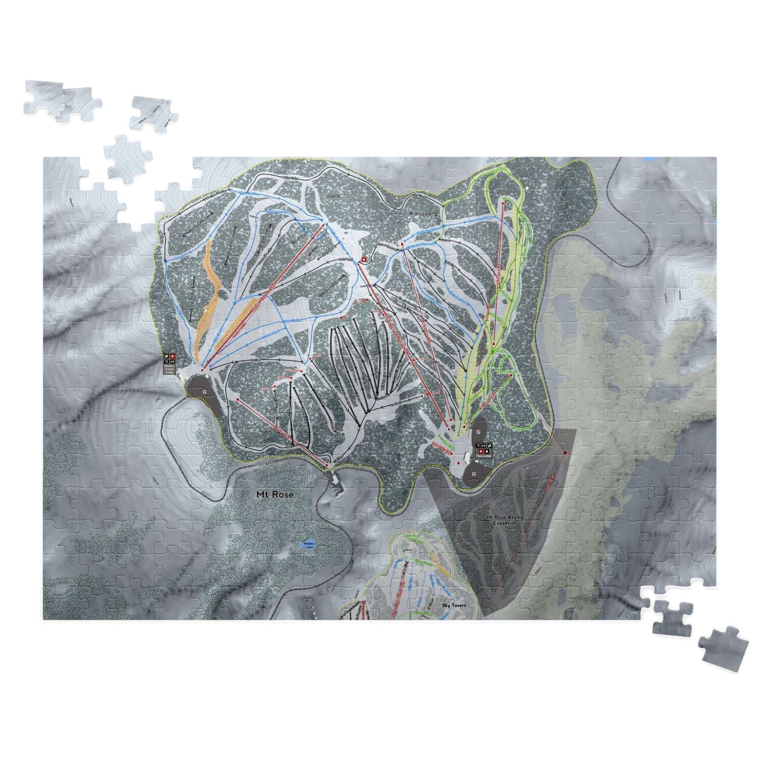 Mt Rose Nevada Ski Trail Map Puzzle - Powderaddicts