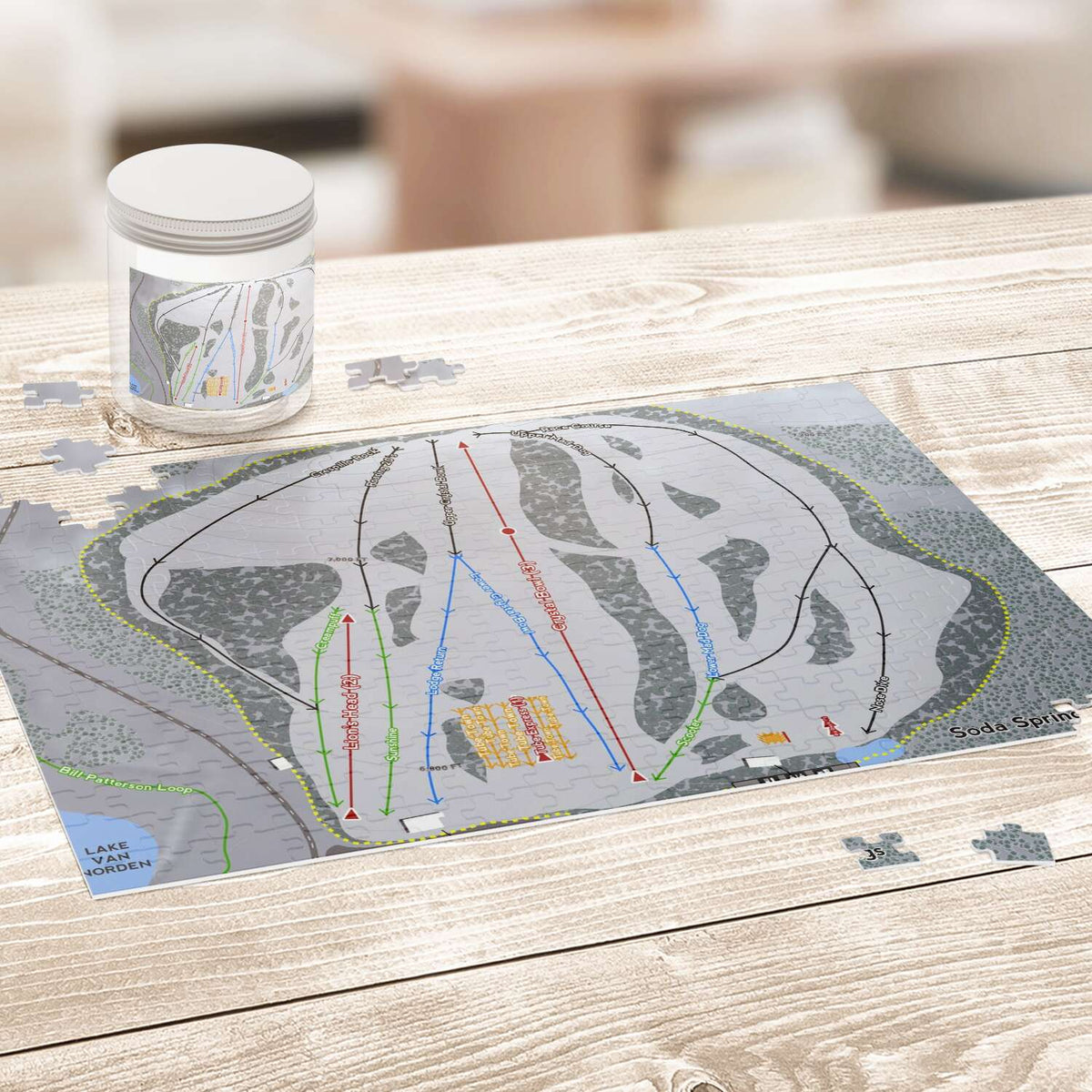Soda Springs, California Ski Trail Map Puzzle - Powderaddicts