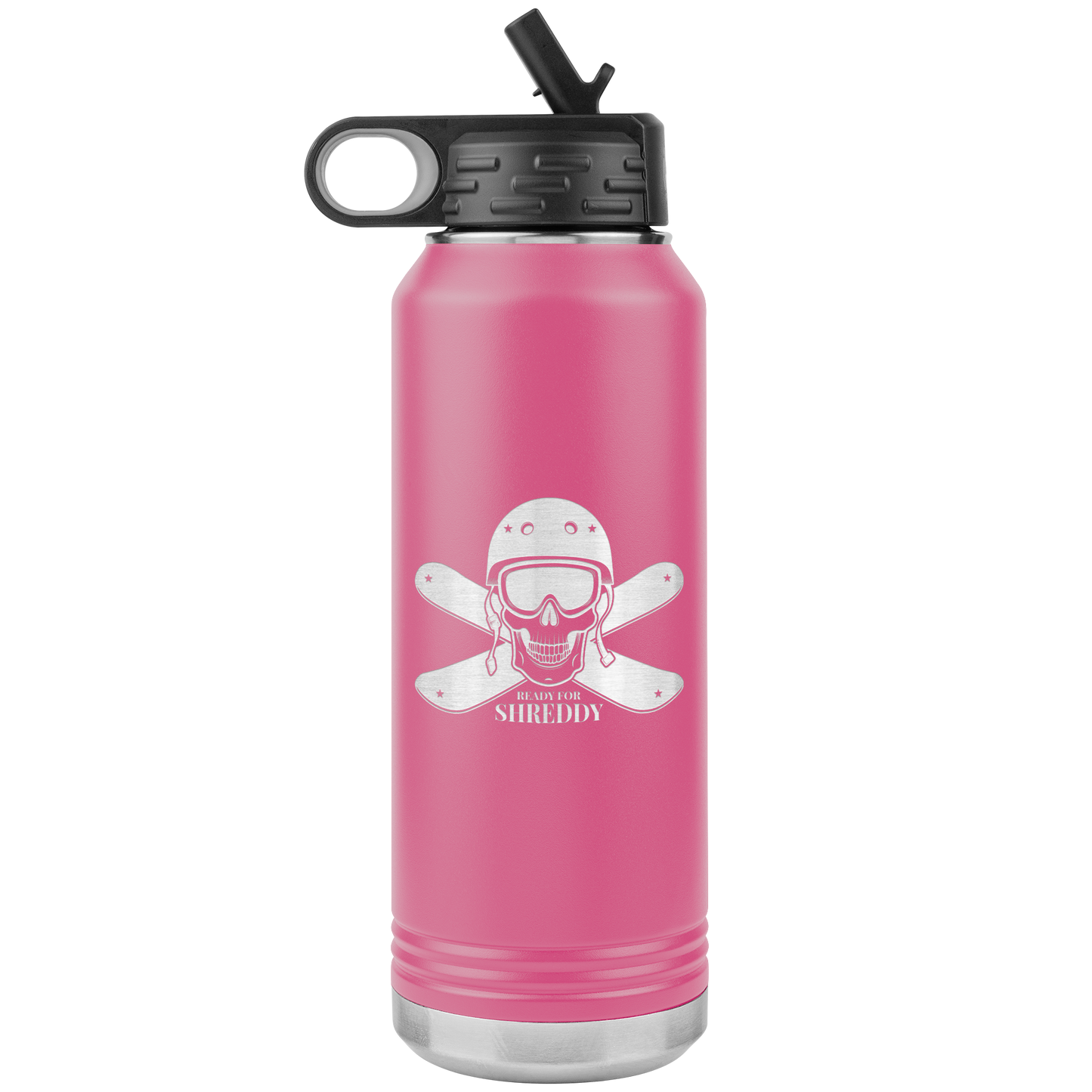 Ready For Shreddy Skeleton Skis 32oz Water Bottle Tumbler - Powderaddicts
