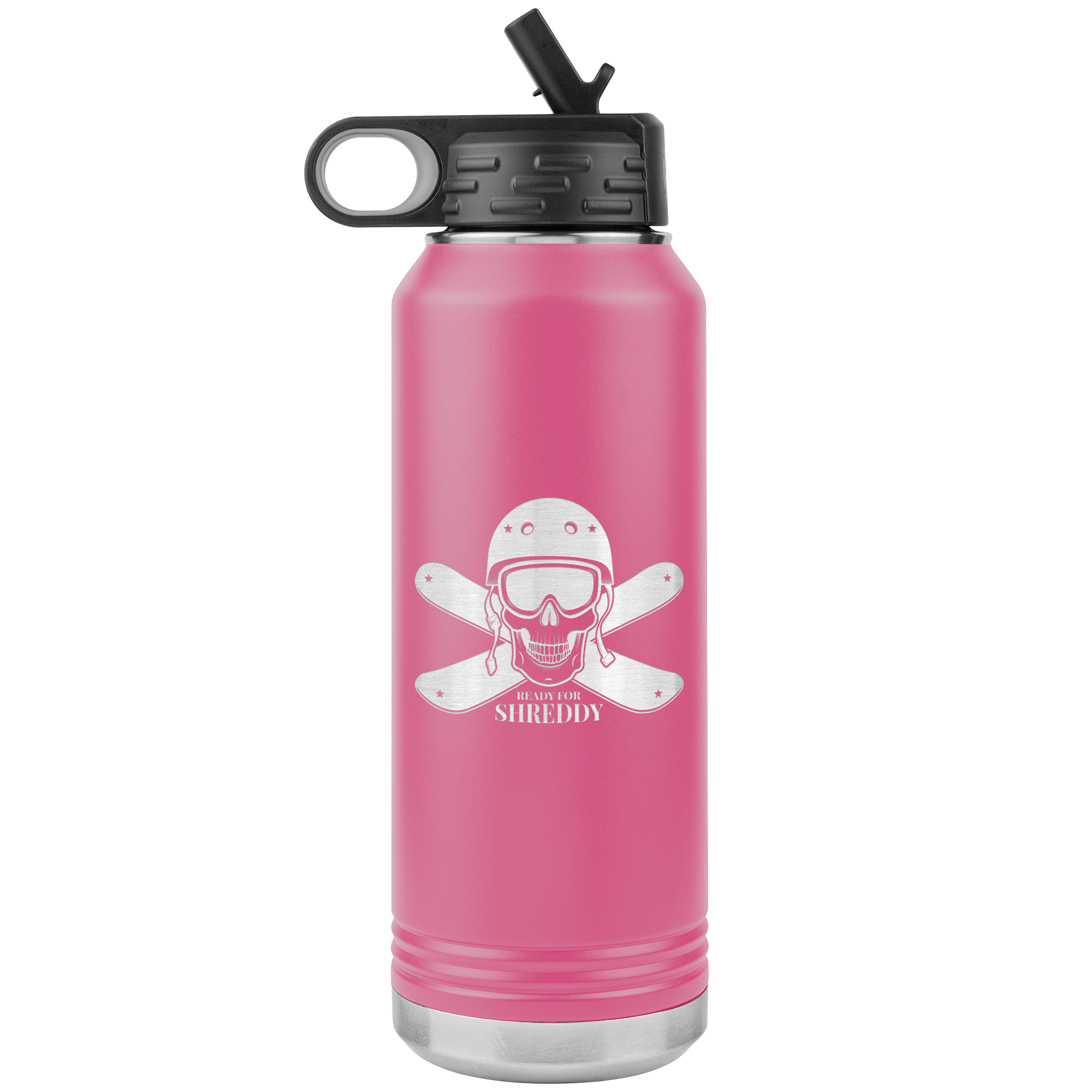 Ready For Shreddy Skeleton Skis 32oz Water Bottle Tumbler - Powderaddicts