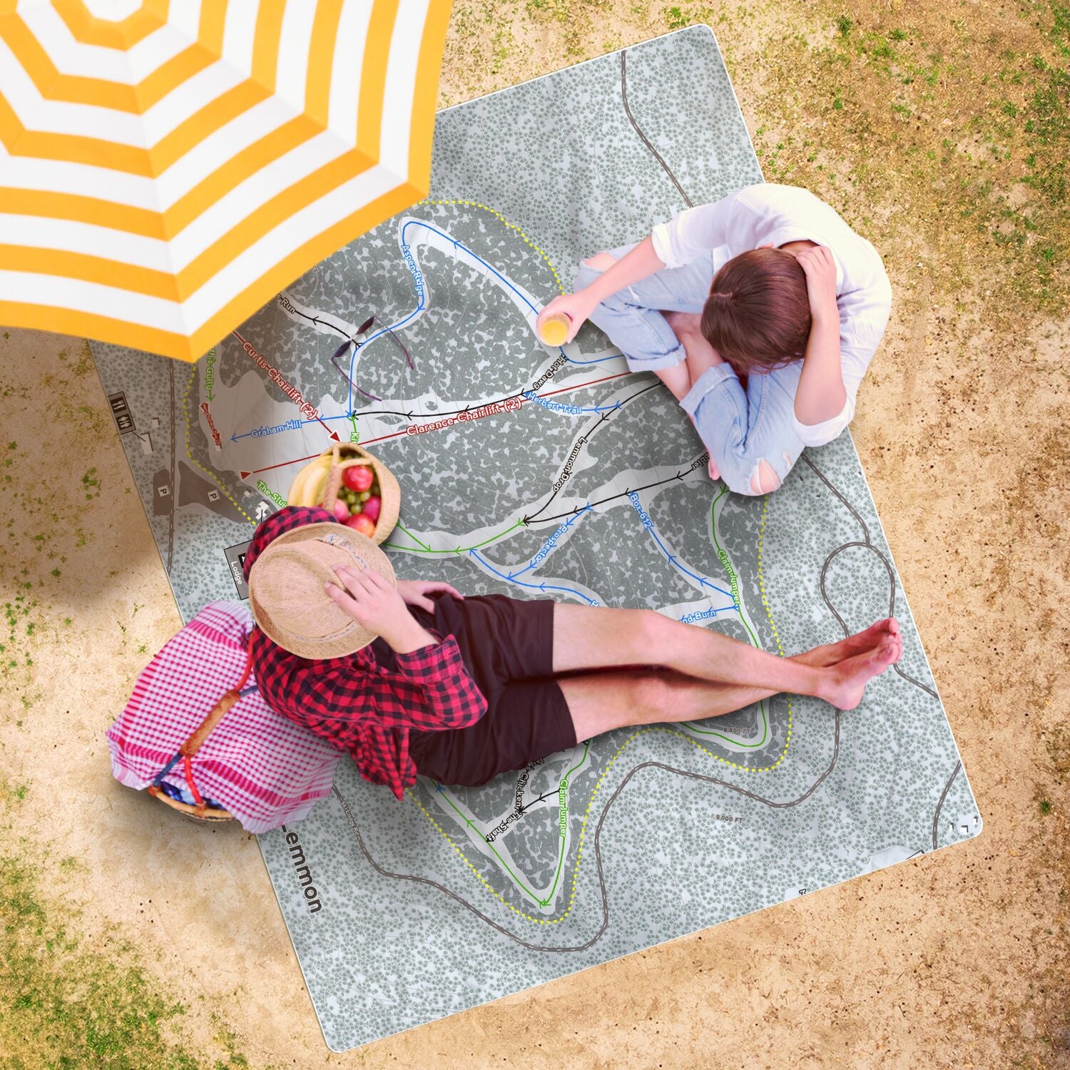 Mt Lemmon, Arizona Ski Resort Map Printed Beach Towel - Powderaddicts