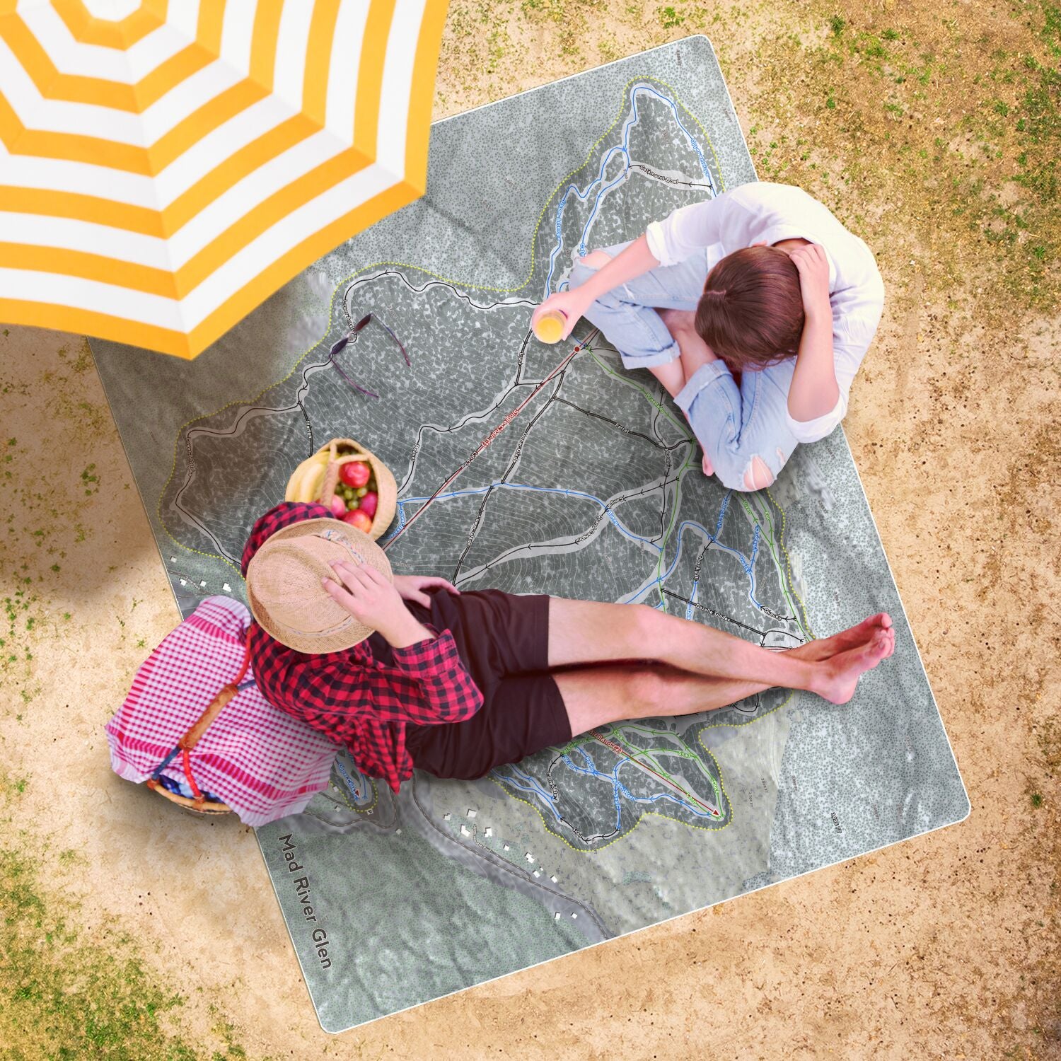 Mad River Glen, Vermont Ski Resort Map Printed Beach Towel - Powderaddicts