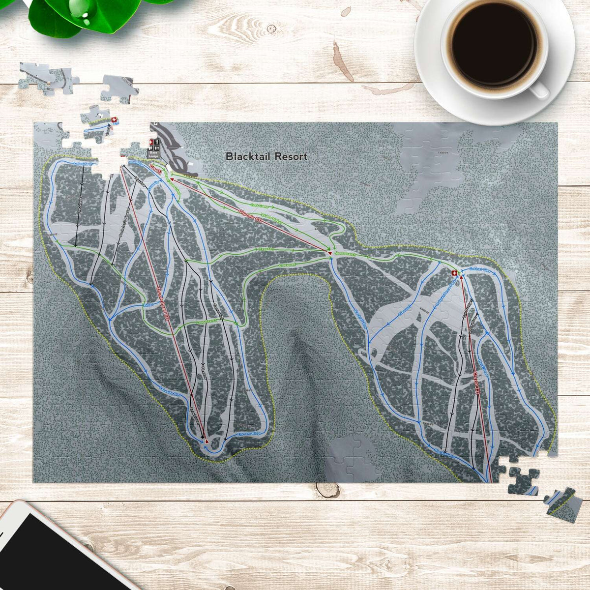 Blacktail Montana Ski Trail Map Puzzle - Powderaddicts