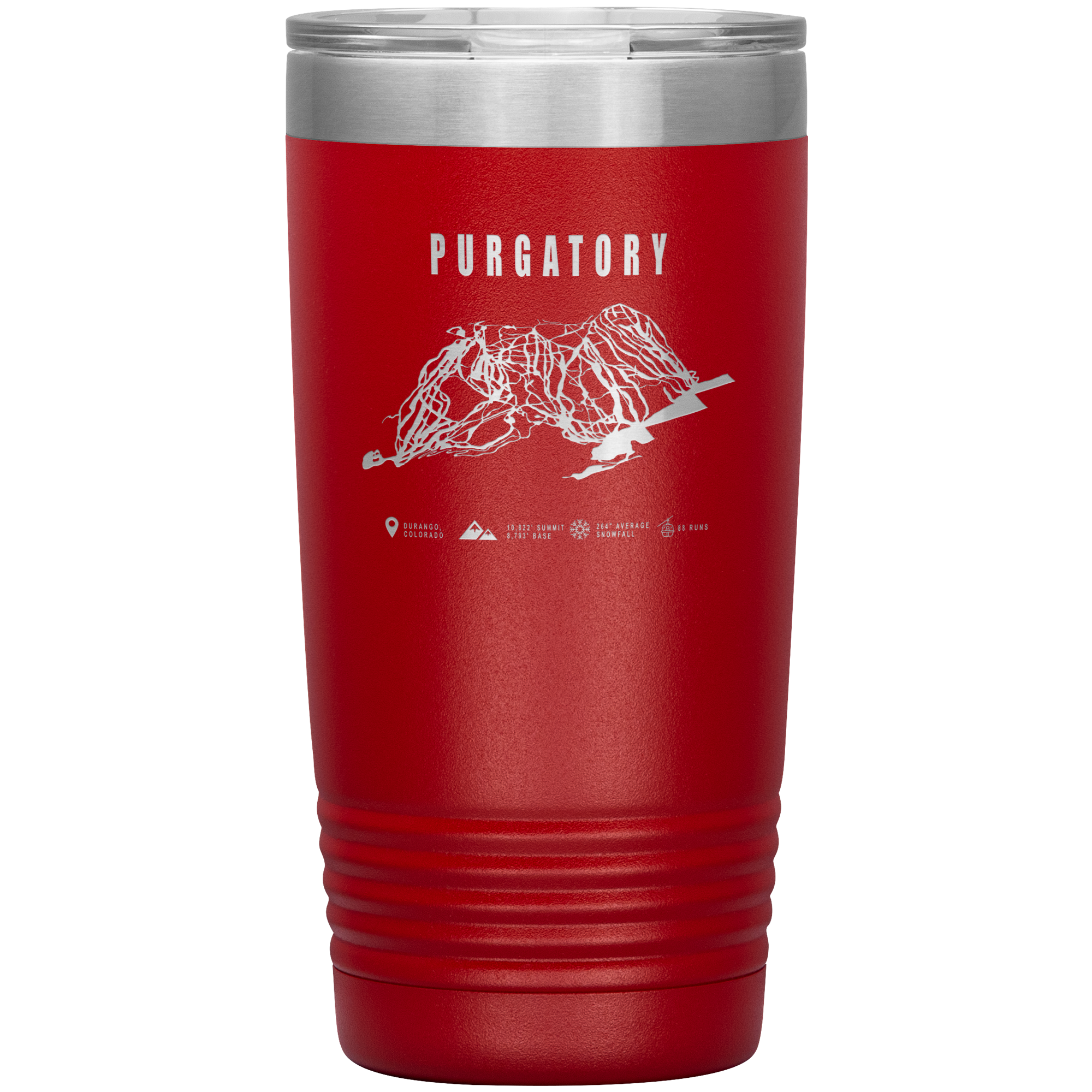 Purgatory Colorado Ski Trail Map 20oz Tumbler - Powderaddicts