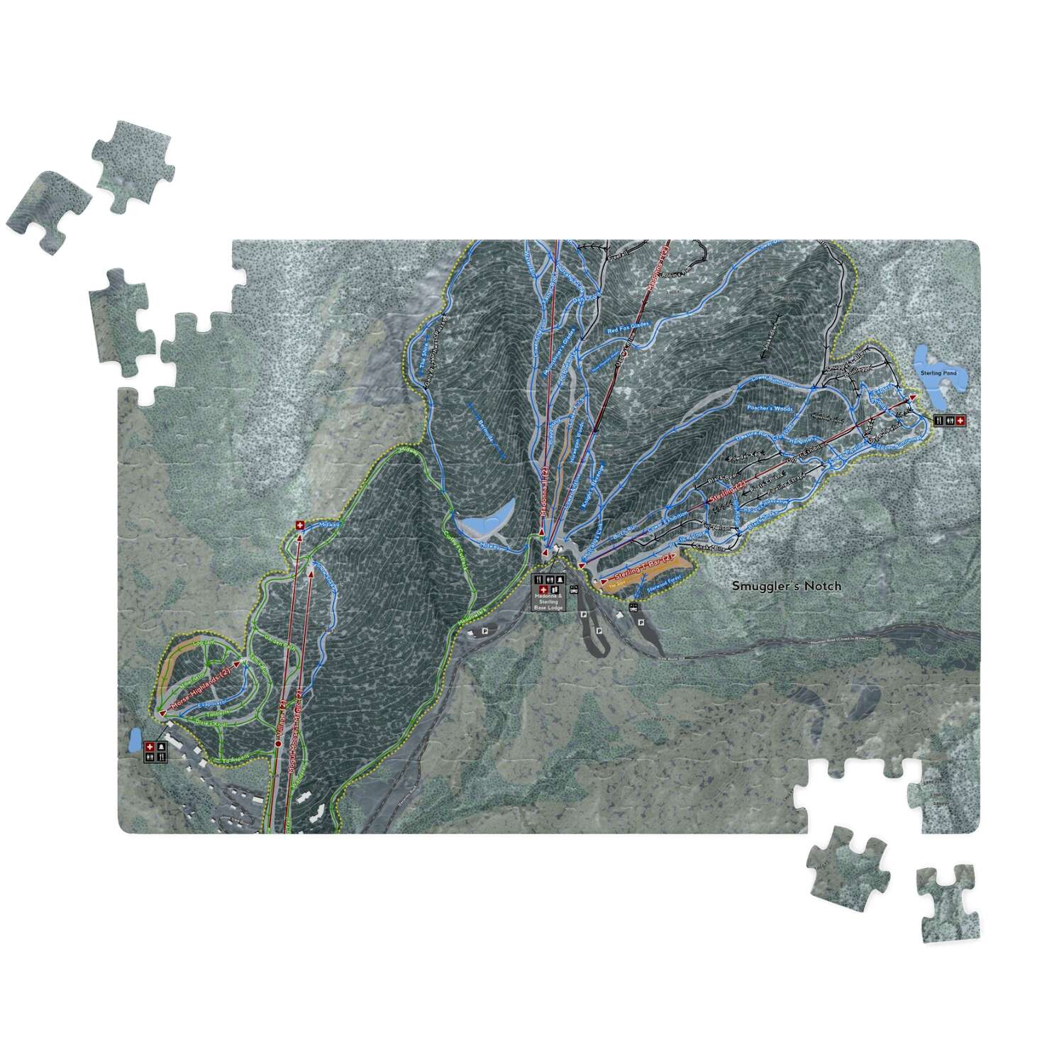 Smugglers Notch Vermont Ski Trail Map Puzzle - Powderaddicts