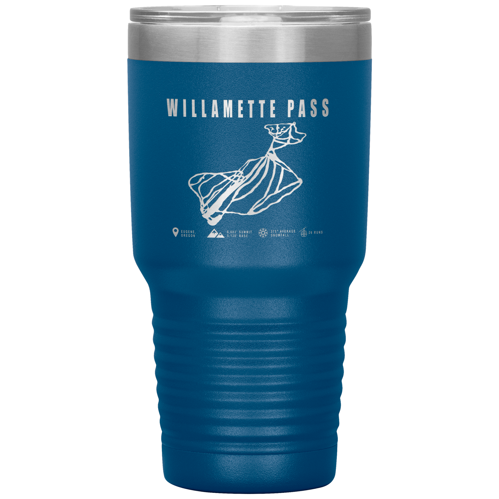 Willamette Pass, Oregon Ski Trail Map 30oz Tumbler - Powderaddicts