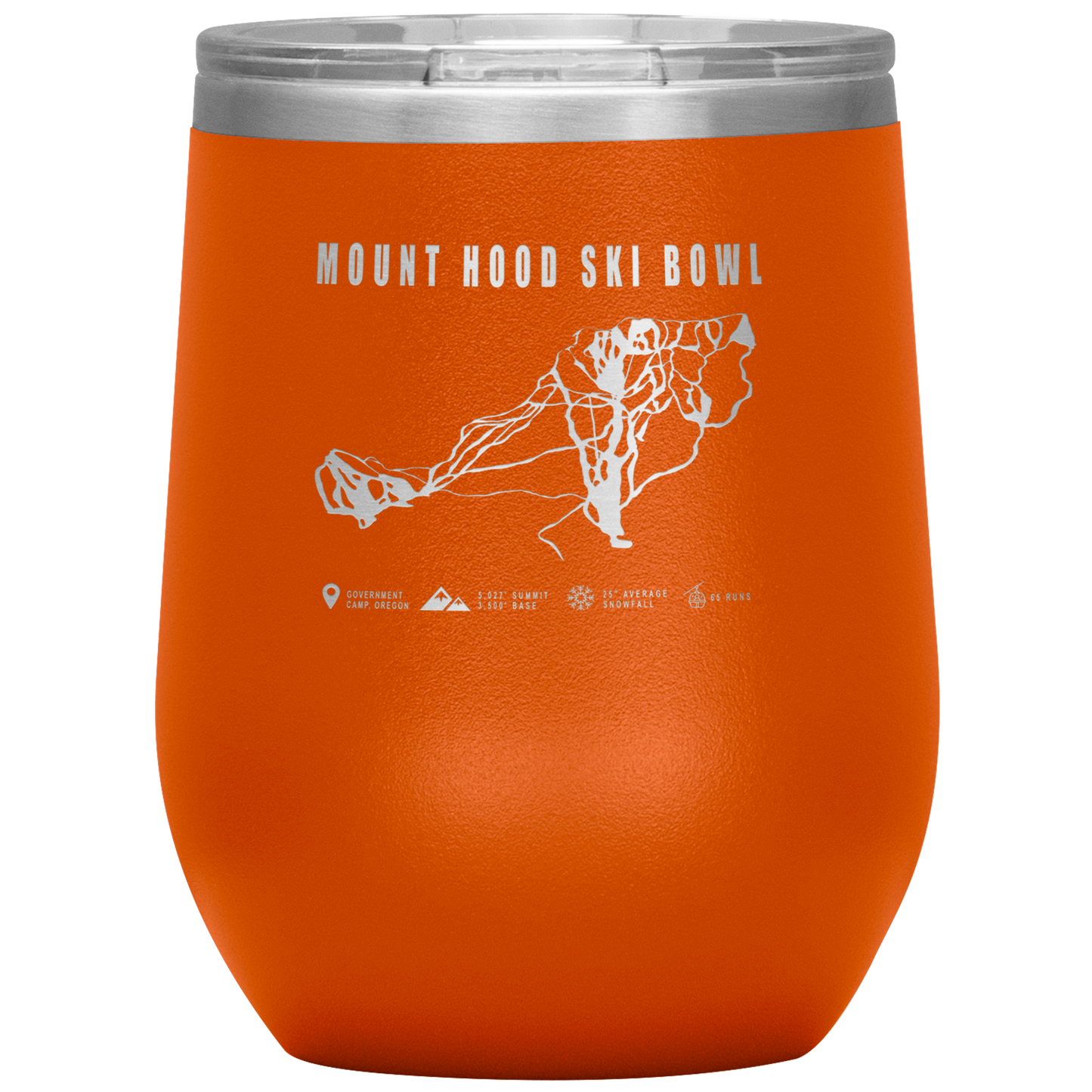 Mount Hood Ski Bowl, Oregon Ski Trail Map Wine 12oz Tumbler - Powderaddicts