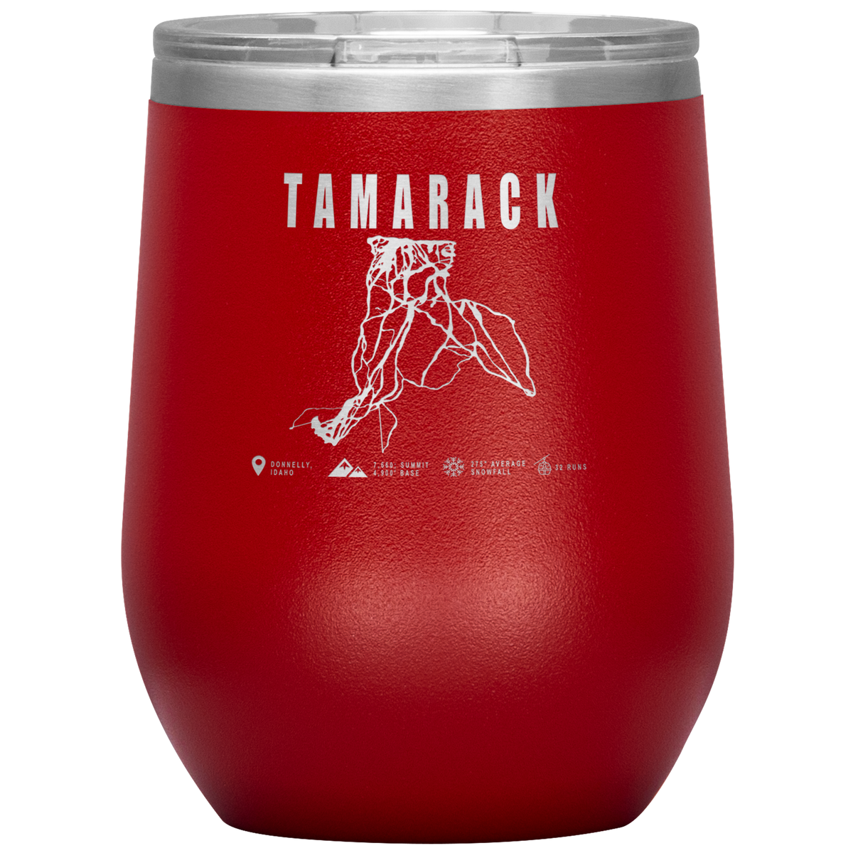 Tamarack Idaho Ski Trail Map Wine 12oz Tumbler - Powderaddicts