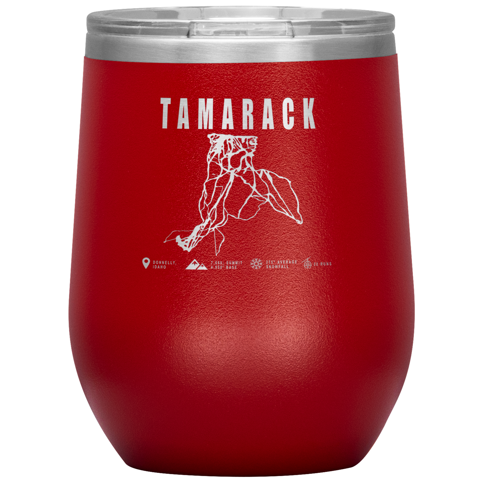 Tamarack Idaho Ski Trail Map Wine 12oz Tumbler - Powderaddicts