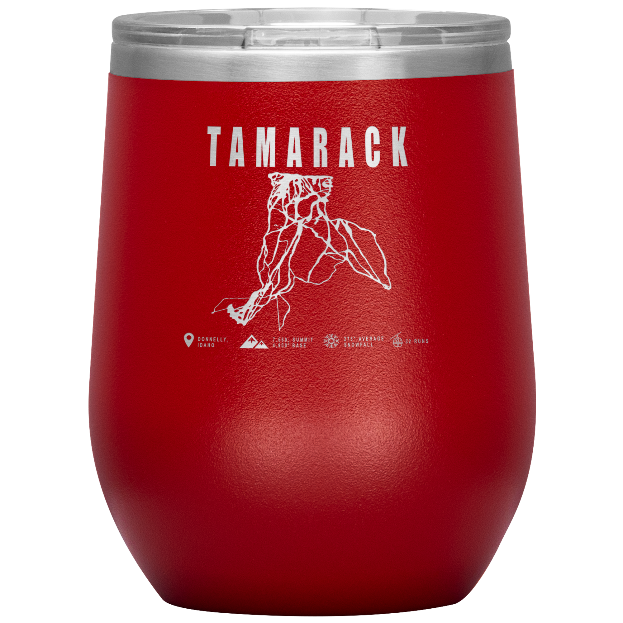 Tamarack Idaho Ski Trail Map Wine 12oz Tumbler - Powderaddicts