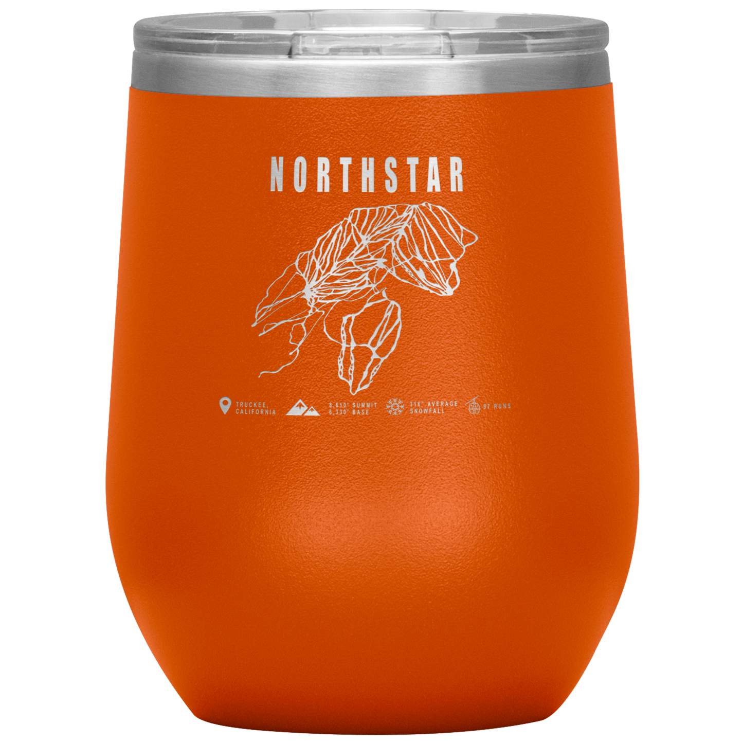 Northstar, California Ski Trail Map Wine 12oz Tumbler - Powderaddicts