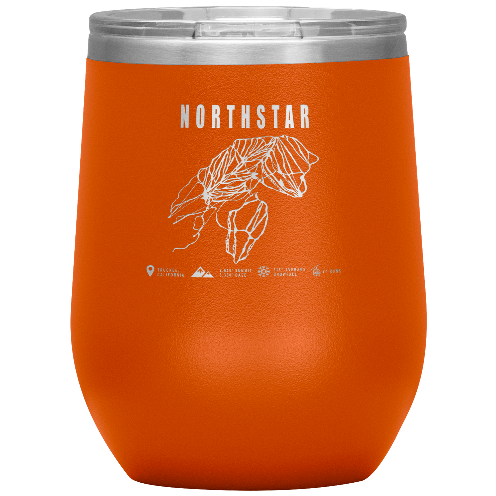 Northstar, California Ski Trail Map Wine 12oz Tumbler - Powderaddicts