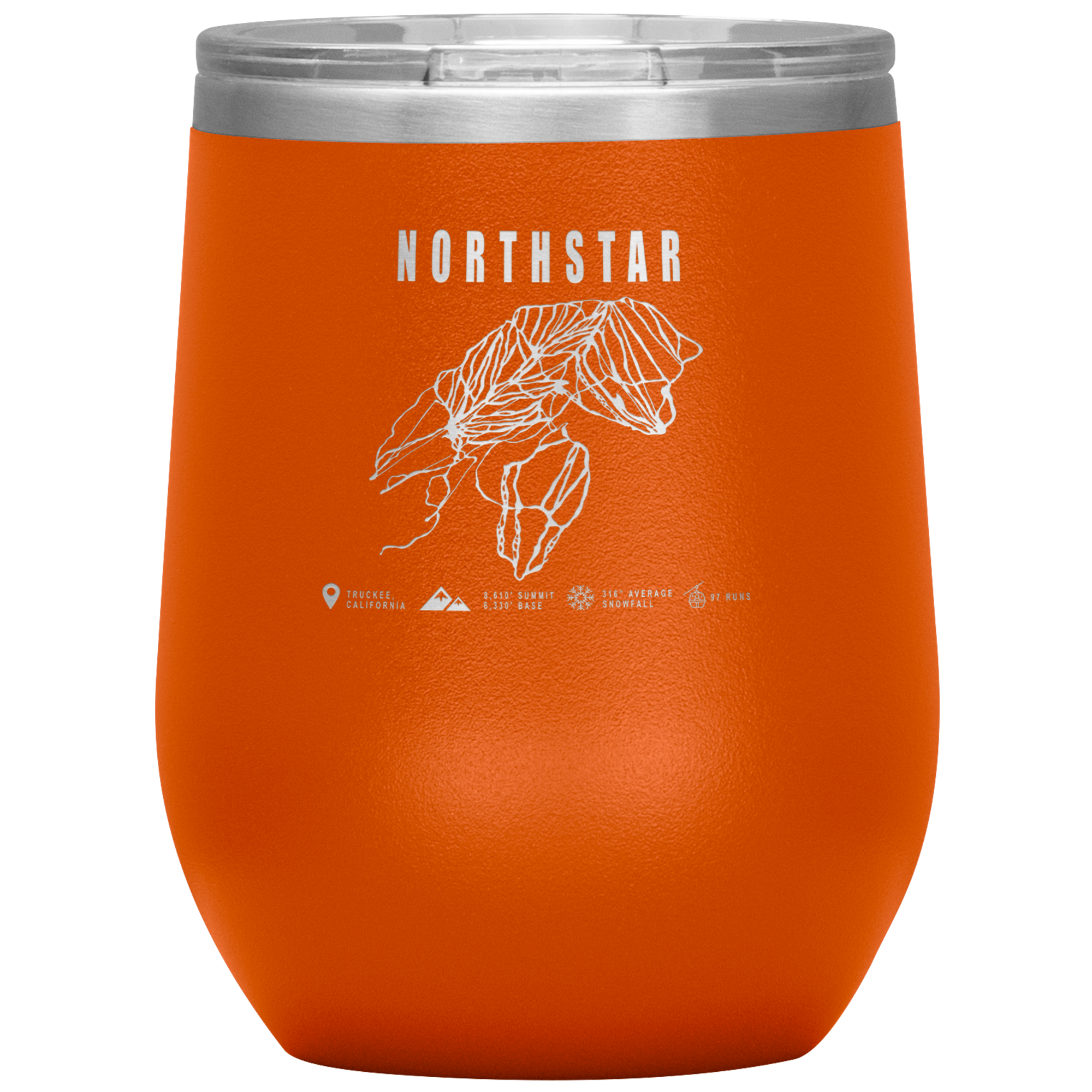 Northstar, California Ski Trail Map Wine 12oz Tumbler - Powderaddicts