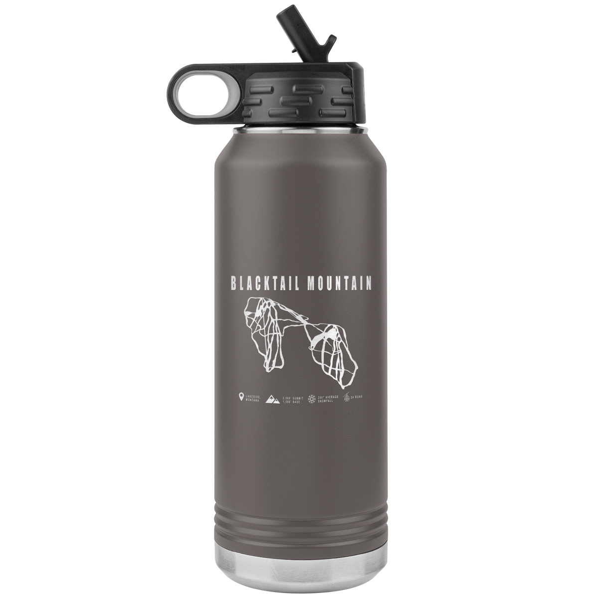 Blacktail Mountain Montana Ski Trail Map 32oz Water Bottle Tumbler - Powderaddicts