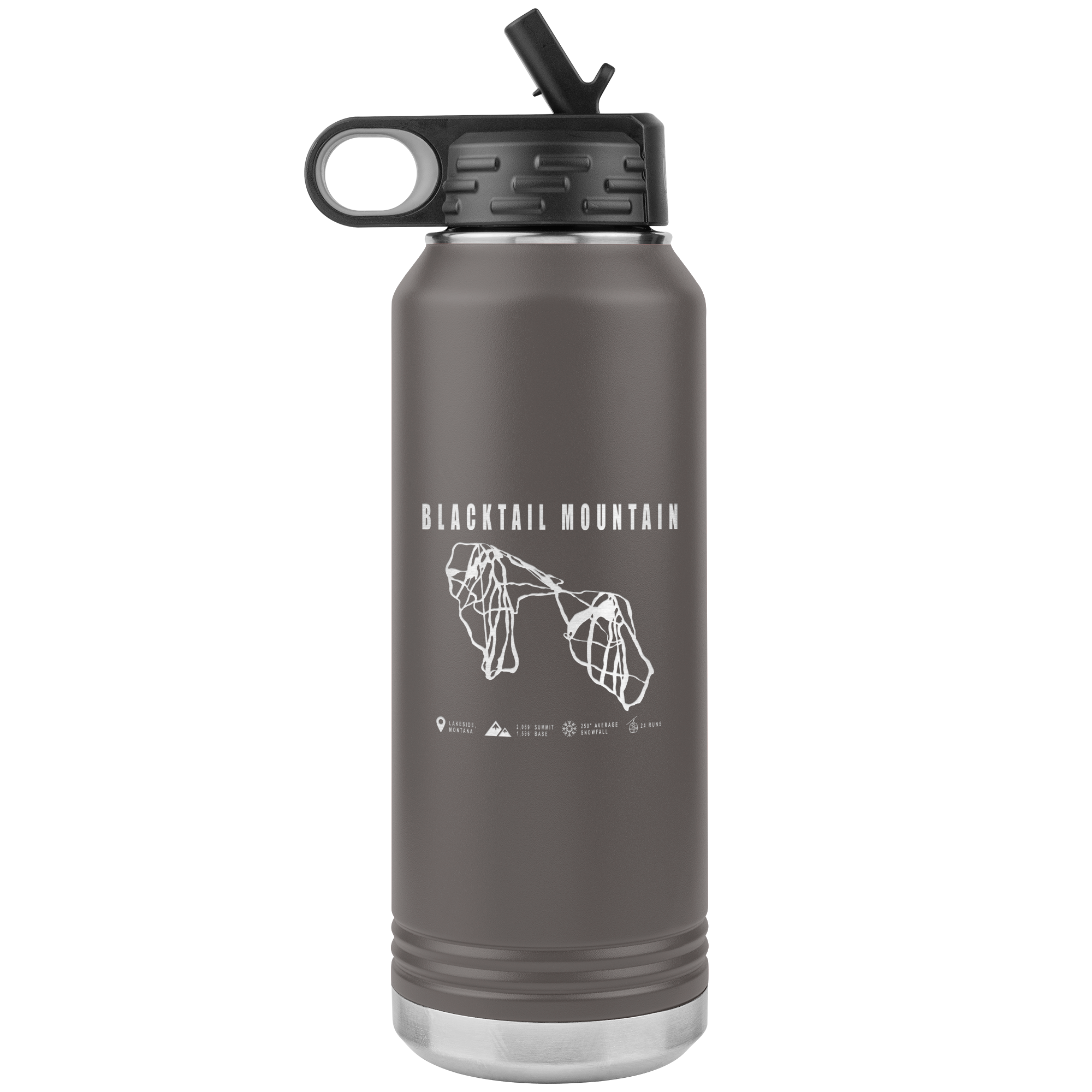 Blacktail Mountain Montana Ski Trail Map 32oz Water Bottle Tumbler - Powderaddicts