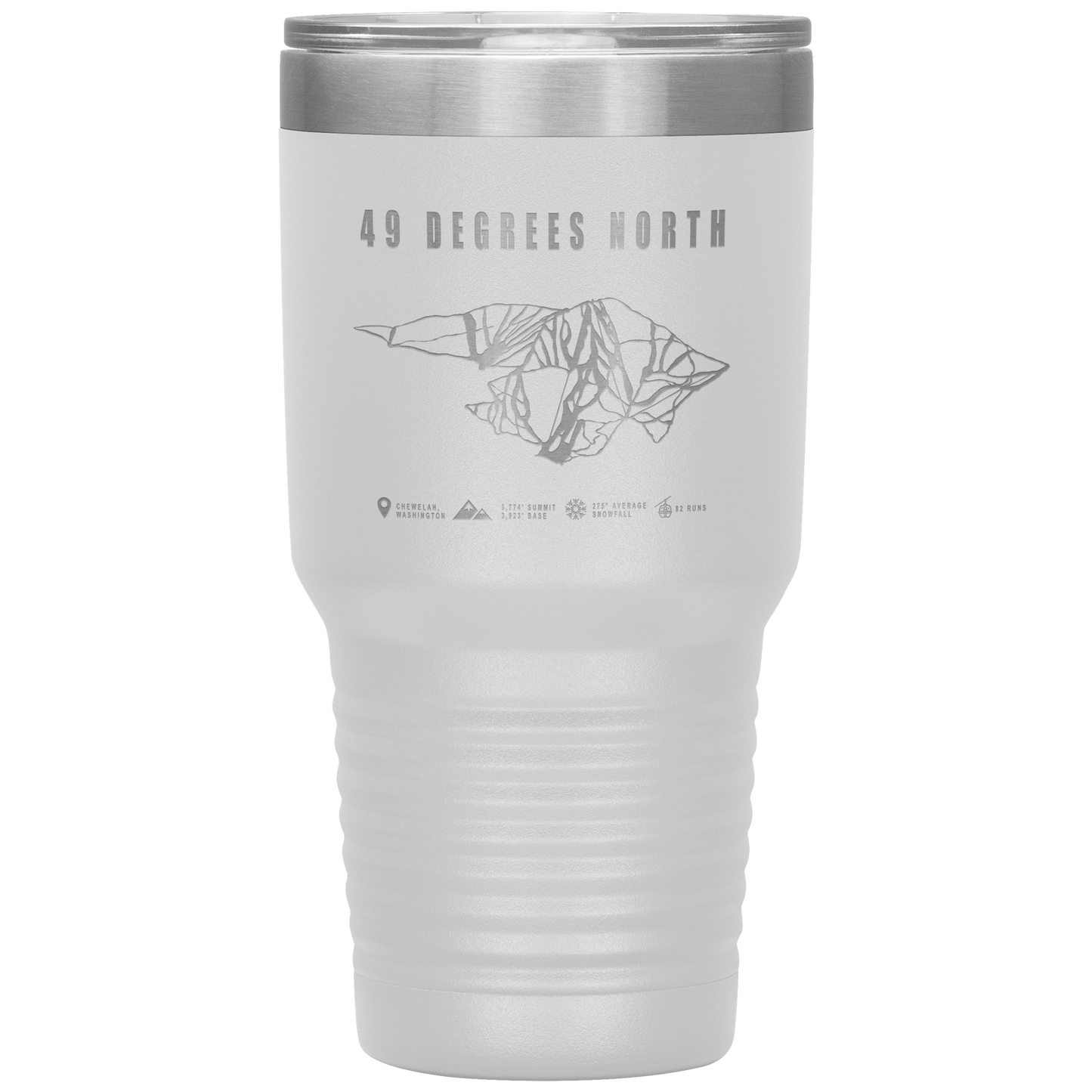49 Degrees North, Washington Ski Trail Map 30oz Tumbler - Powderaddicts