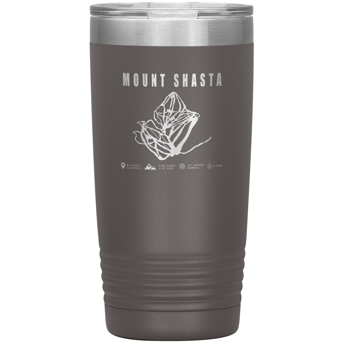 Mount Shasta, California Ski Trail Map 20oz Tumbler - Powderaddicts