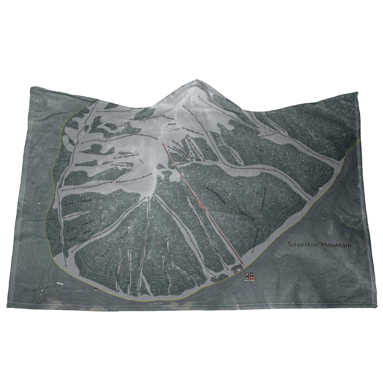 Silverton Mountain, Colorado Ski Area Map - Hooded Blanket - Powderaddicts