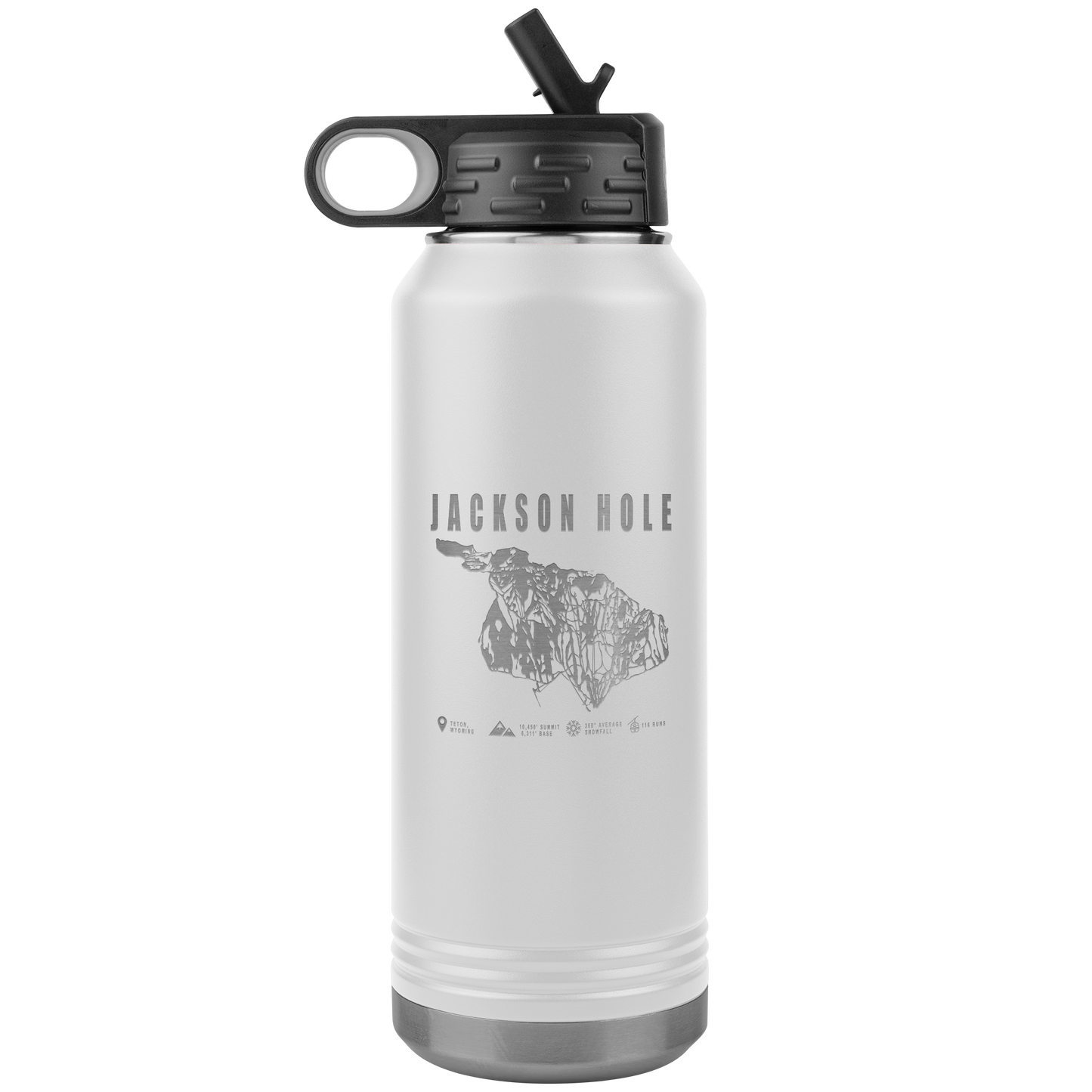 Jackson Hole Wyoming Ski Trail Map 32oz Water Bottle Tumbler - Powderaddicts
