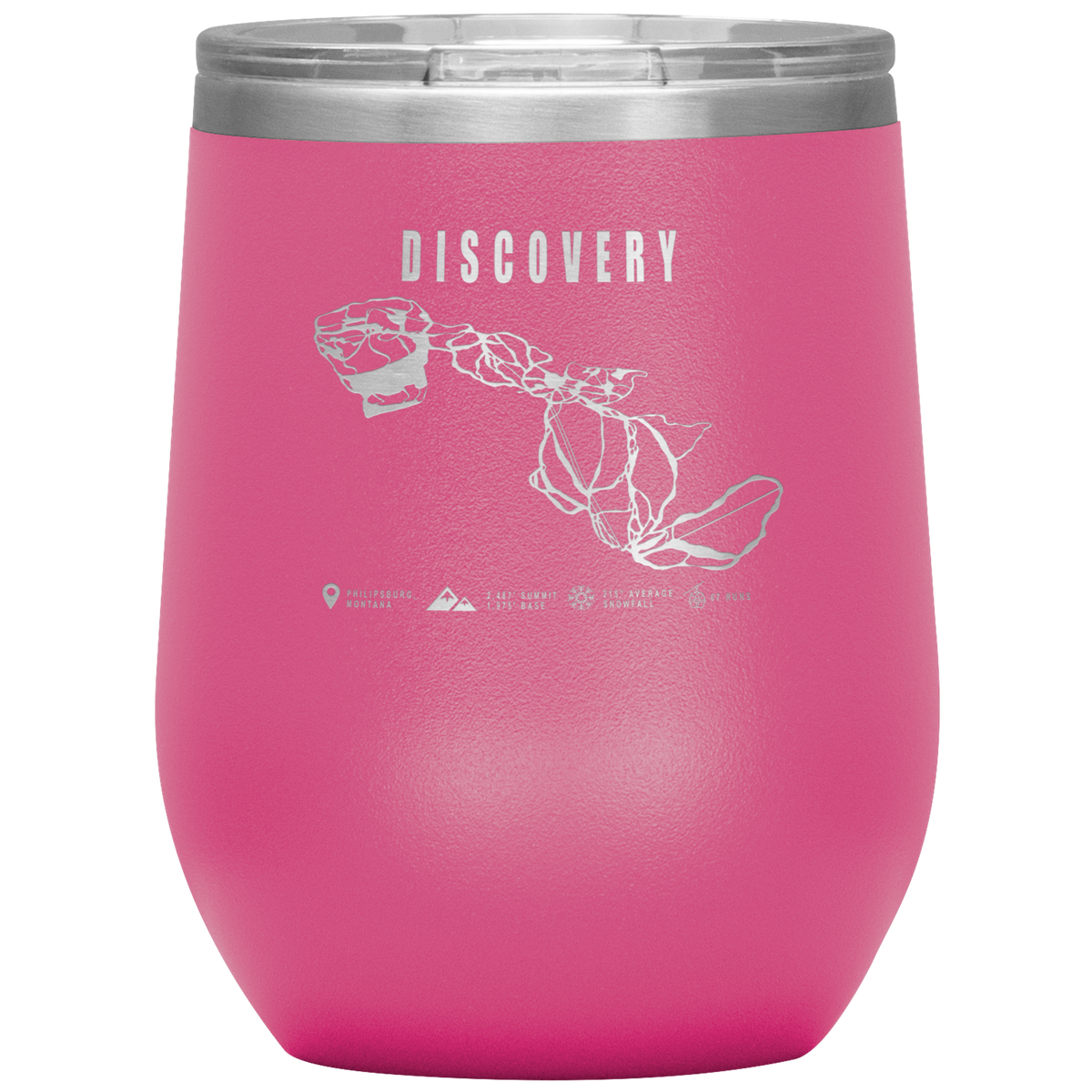 Discovery Montana Ski Trail Map Wine 12oz Tumbler - Powderaddicts