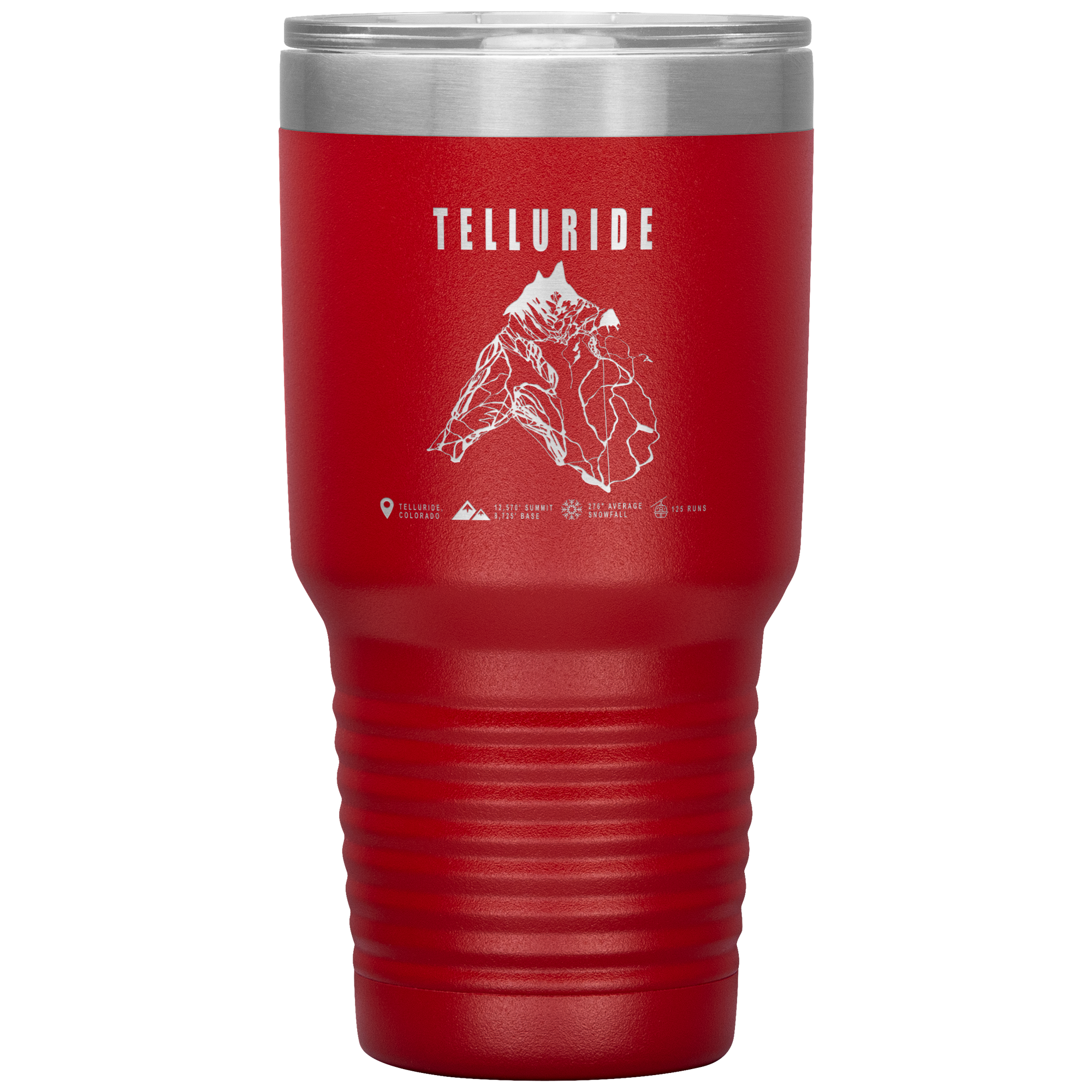 Telluride Colorado Ski Trail Map 30oz Tumbler - Powderaddicts