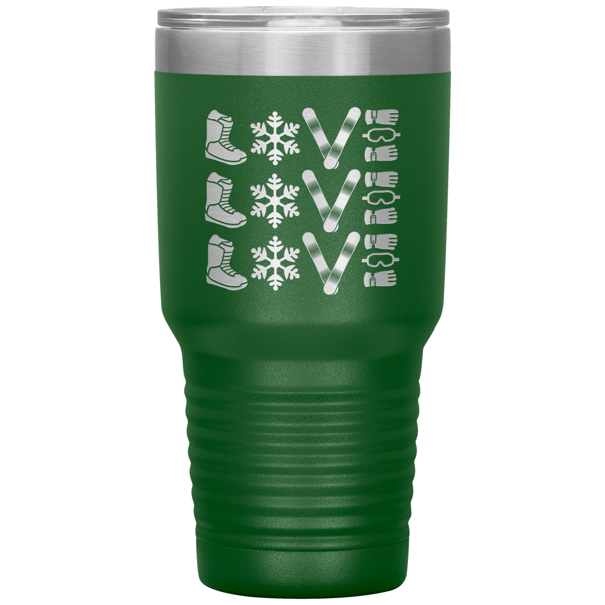 Triple LOVE Snowboard 30oz Laser Etched Tumbler - Powderaddicts