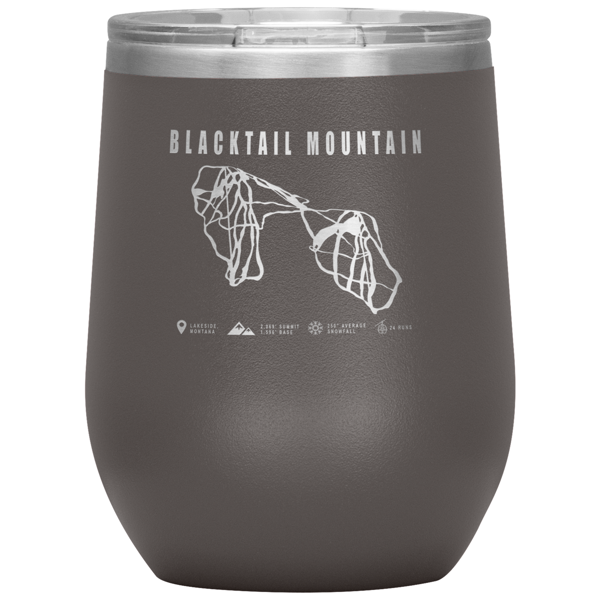 Blacktail Mountain Montana Ski Trail Map Wine 12oz Tumbler - Powderaddicts