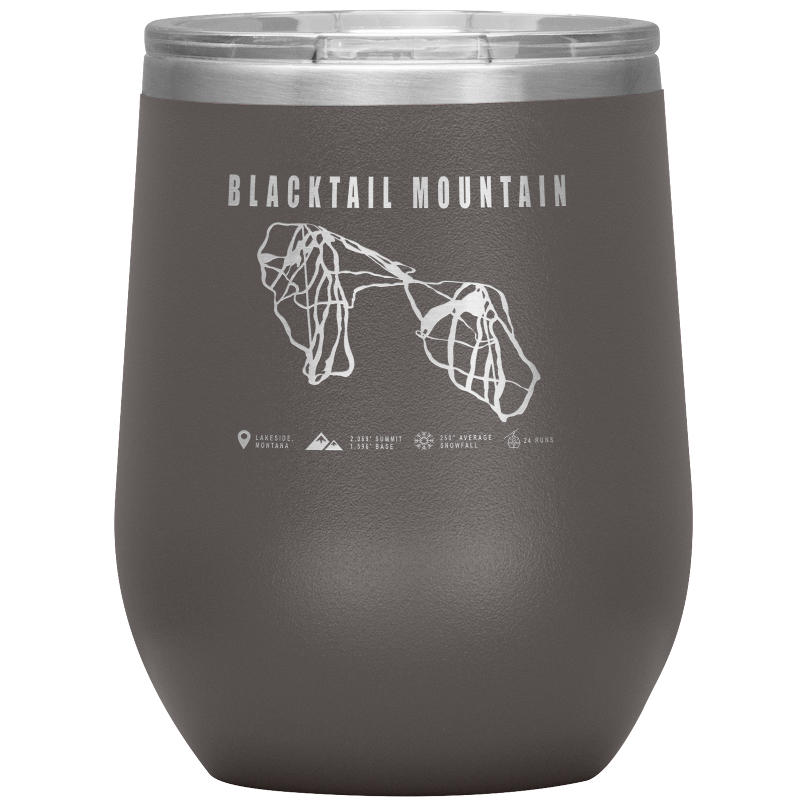 Blacktail Mountain Montana Ski Trail Map Wine 12oz Tumbler - Powderaddicts
