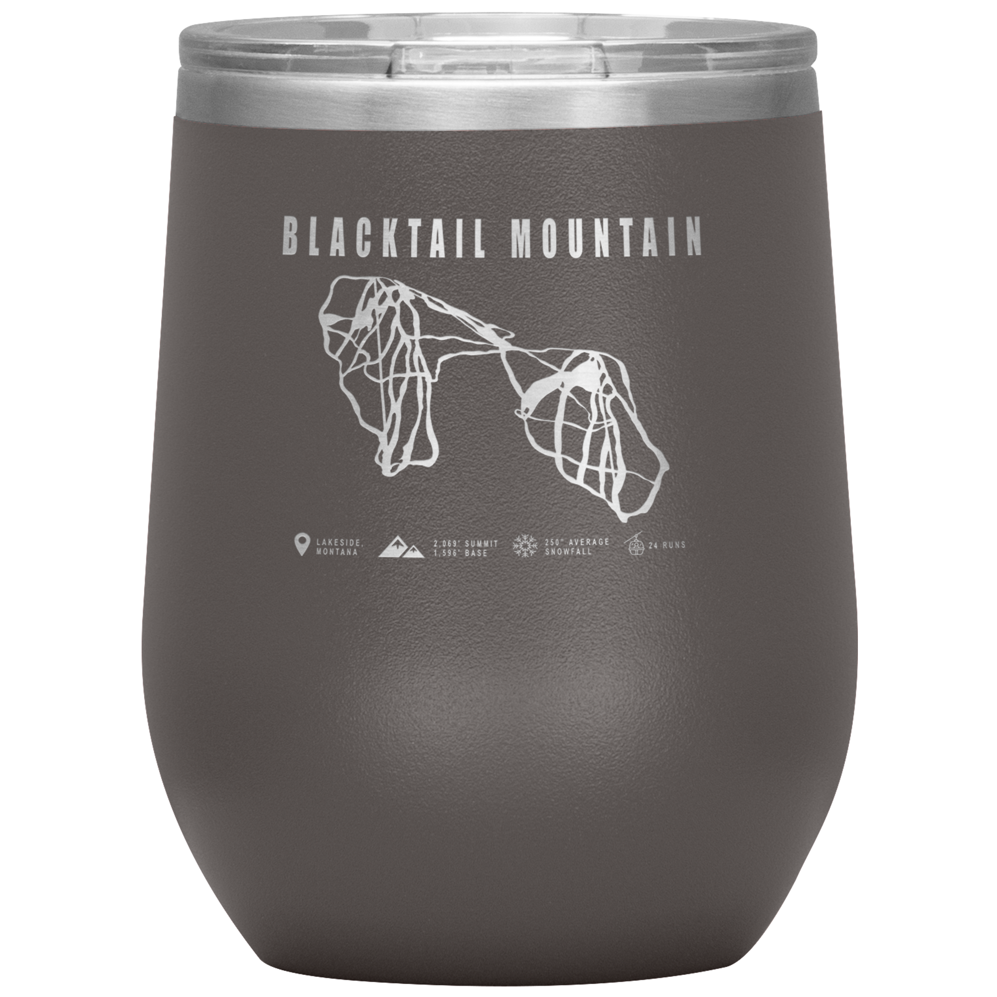 Blacktail Mountain Montana Ski Trail Map Wine 12oz Tumbler - Powderaddicts