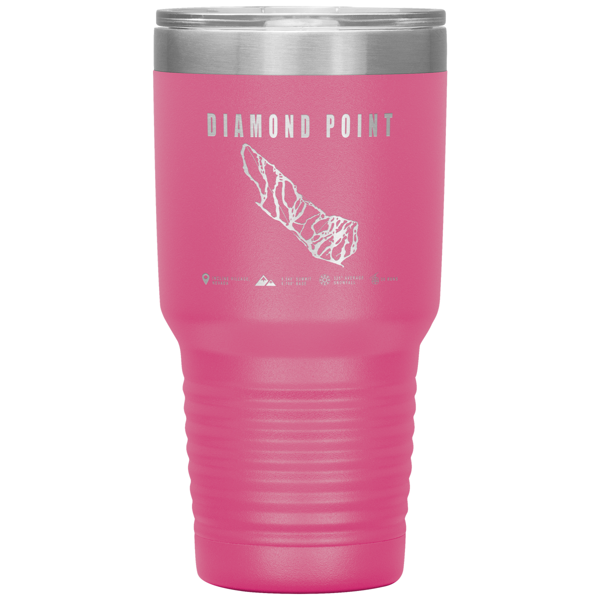 Diamond Point, Nevada Ski Trail Map 30oz Tumbler - Powderaddicts