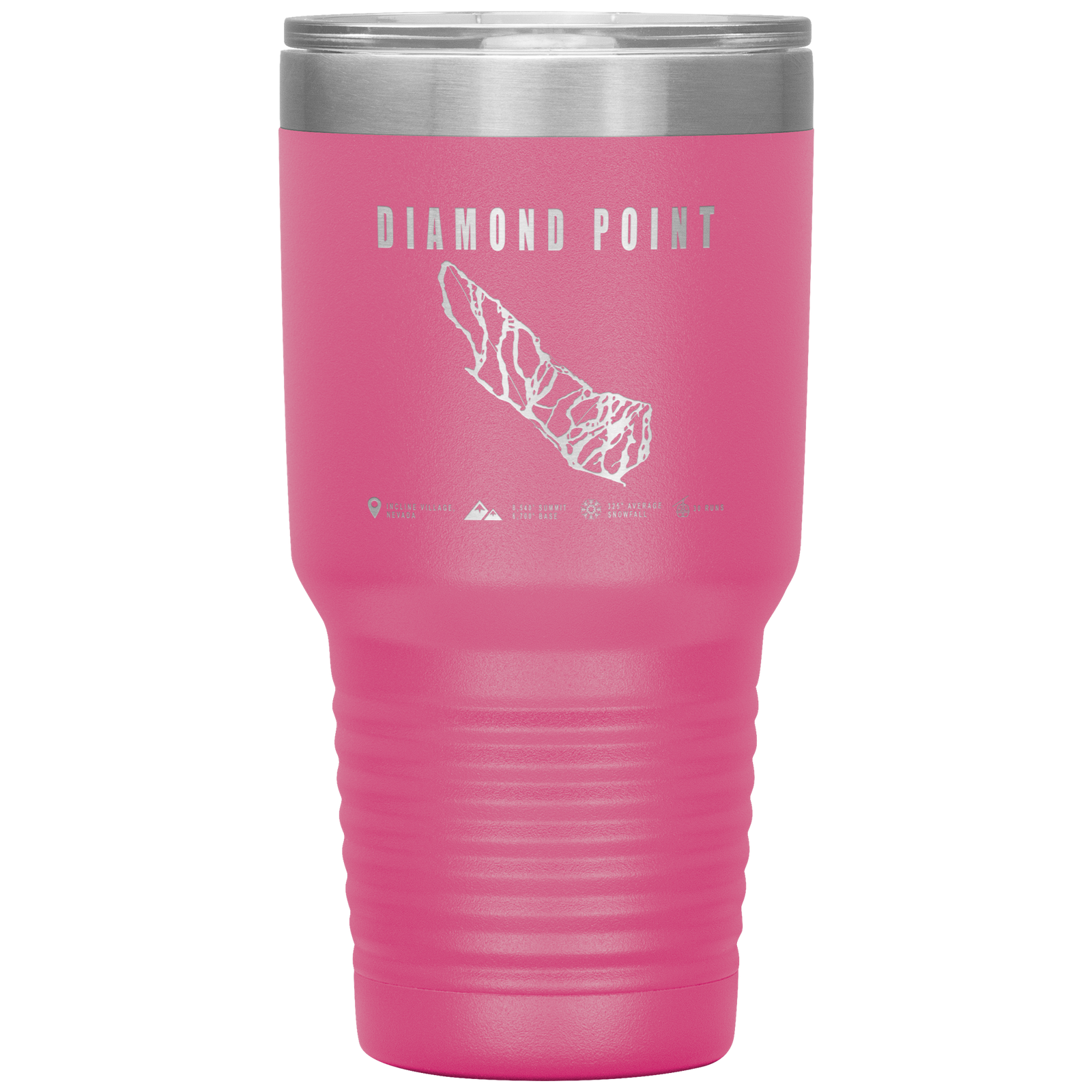 Diamond Point, Nevada Ski Trail Map 30oz Tumbler - Powderaddicts