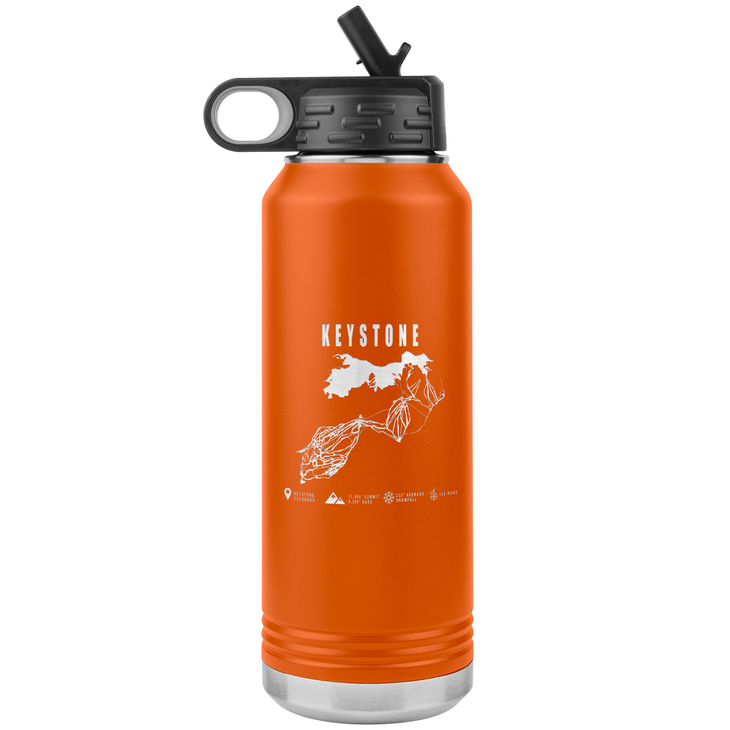 Keystone Colorado Ski Trail Map 32oz Water Bottle Tumbler - Powderaddicts
