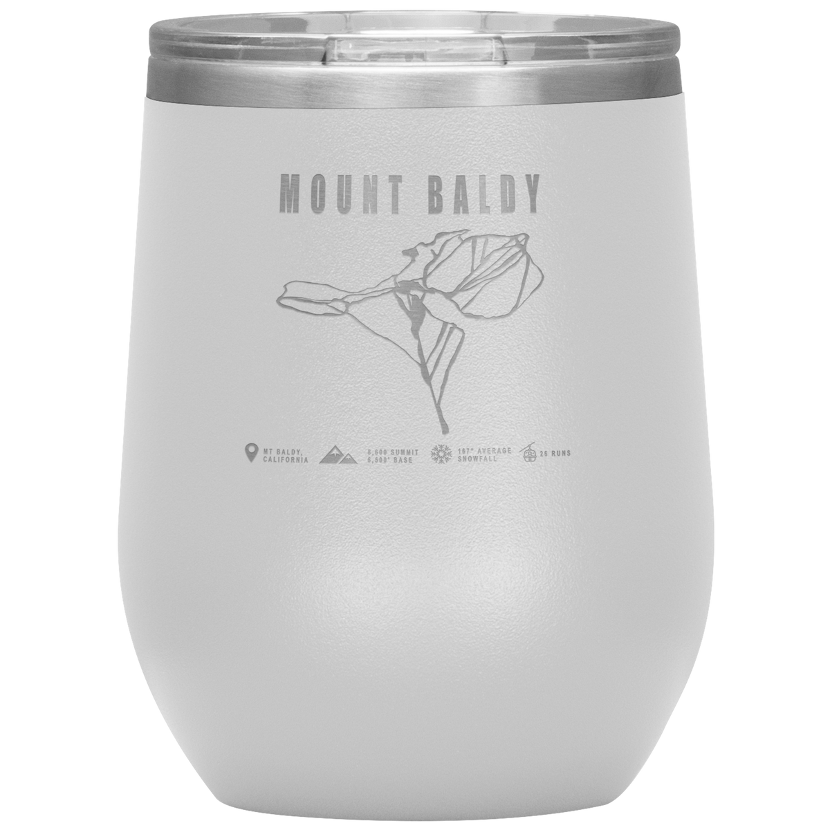 Mount Baldy, California Ski Trail Map Wine 12oz Tumbler - Powderaddicts