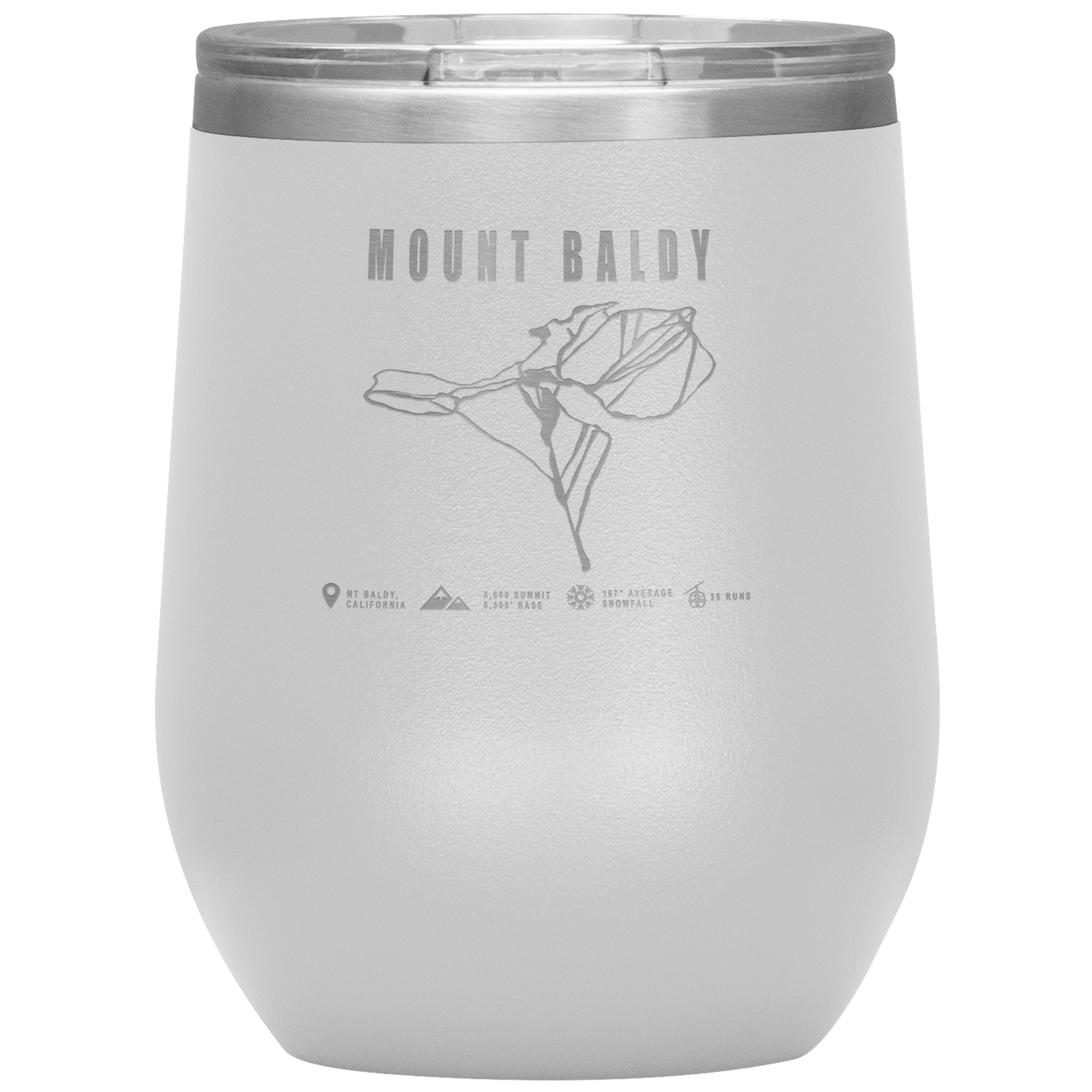 Mount Baldy, California Ski Trail Map Wine 12oz Tumbler - Powderaddicts