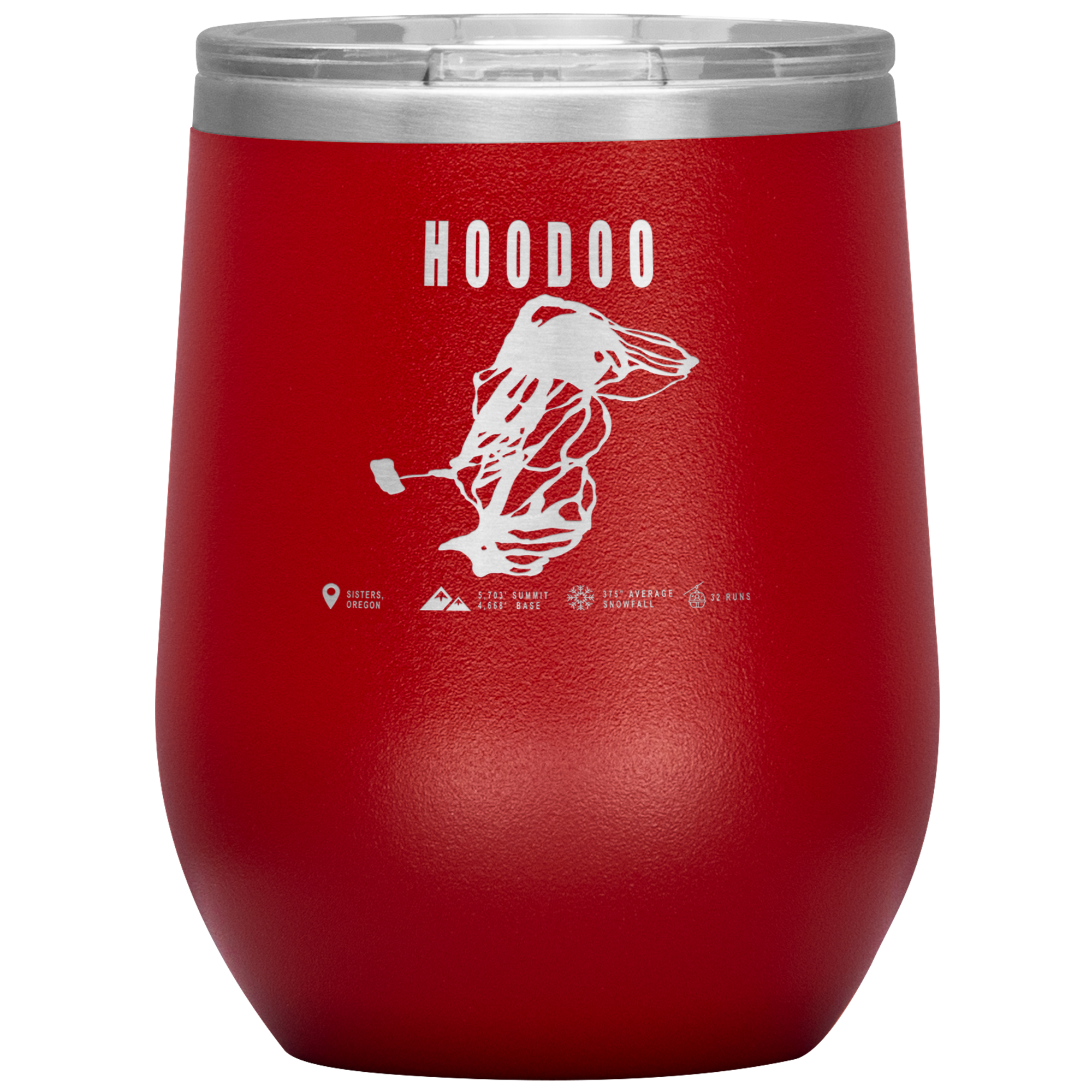 Hoodoo, Oregon Ski Trail Map Wine 12oz Tumbler - Powderaddicts