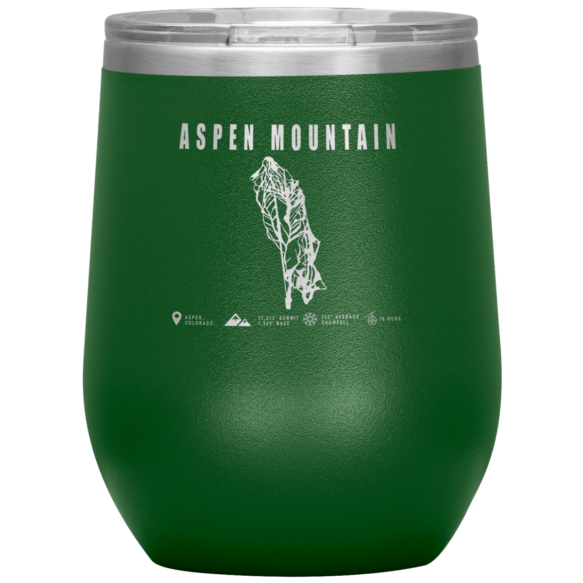Aspen Mountain Colorado Ski Trail Map Wine 12oz Tumbler - Powderaddicts