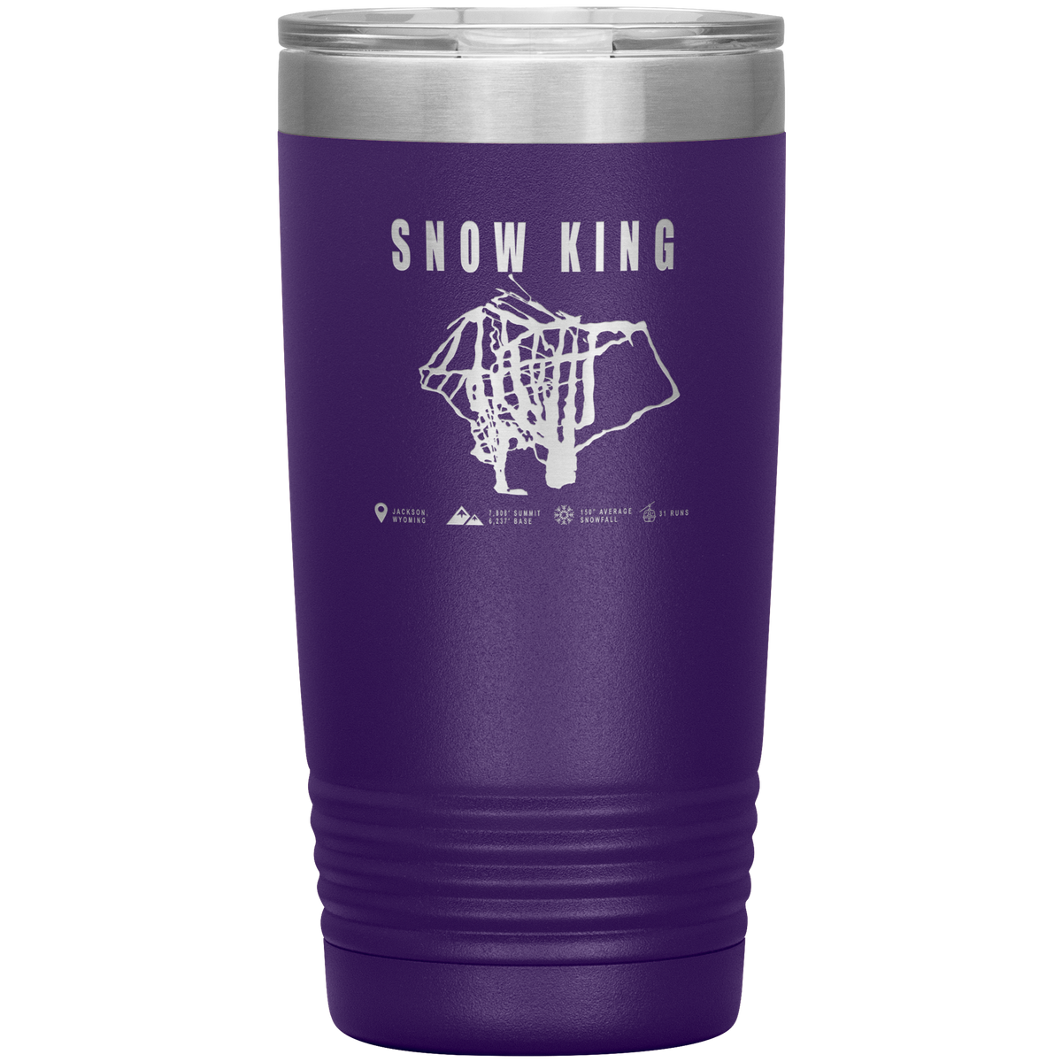 Snow King Wyoming Ski Trail Map 20oz Tumbler - Powderaddicts